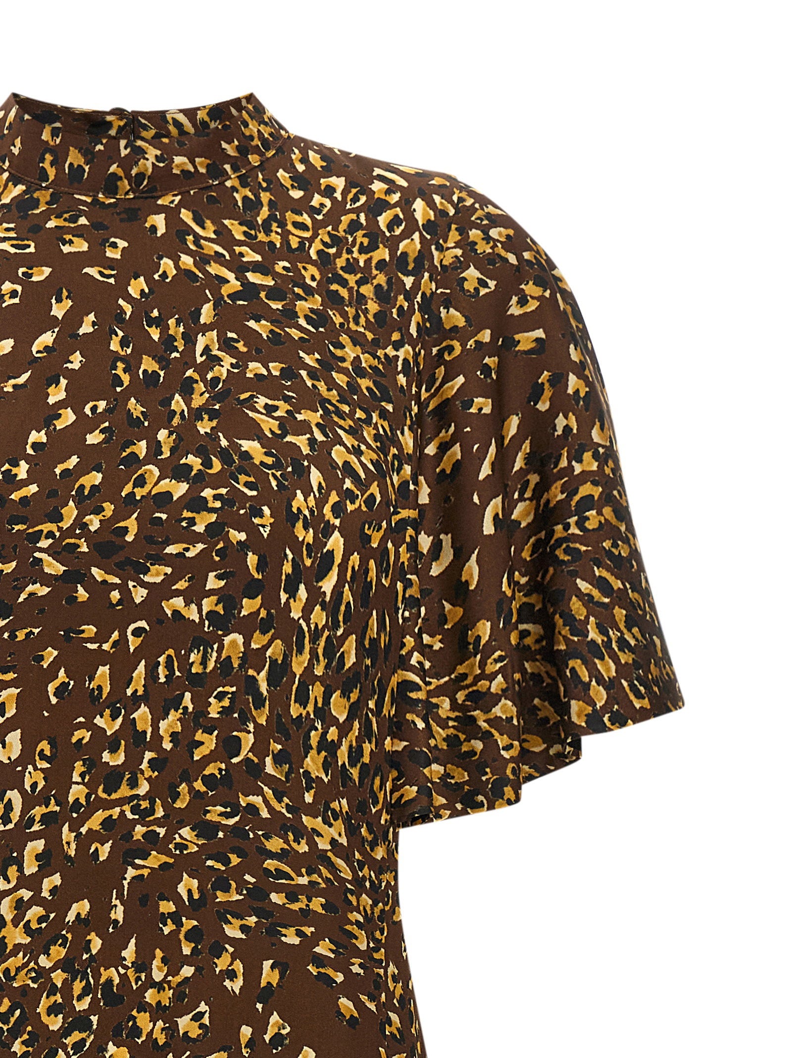 Twin Set Animal-Print Bias-Cut Dress — Brown, view 3