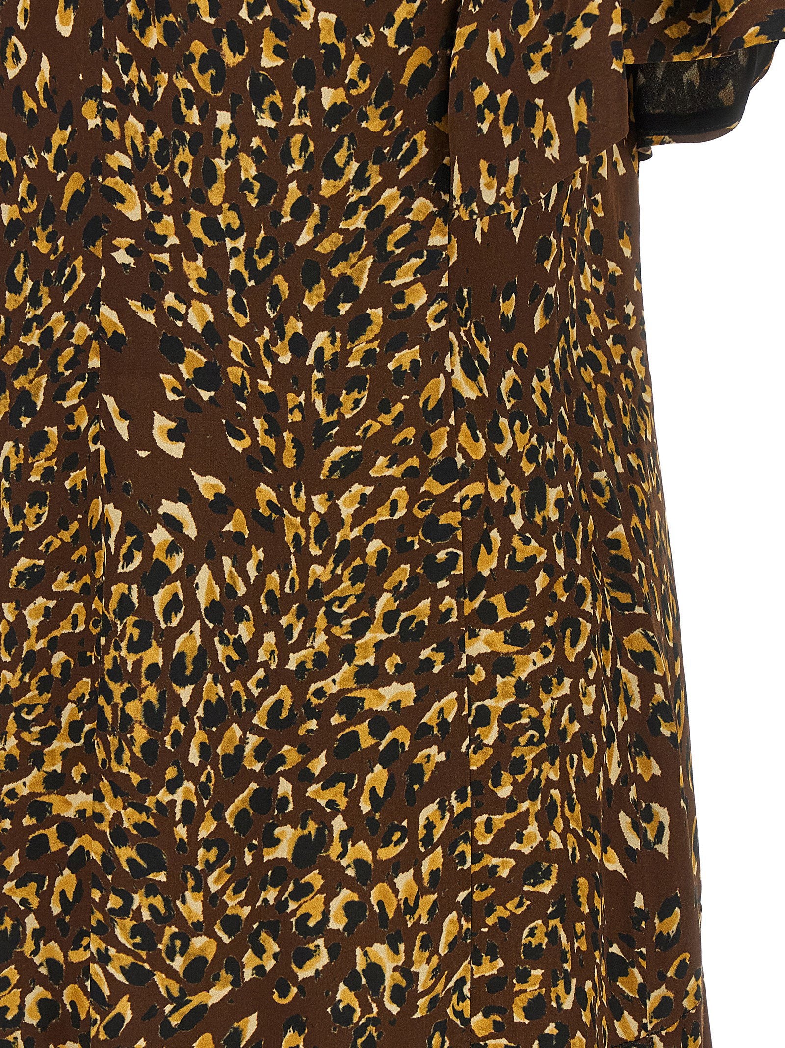 Twin Set Animal-Print Bias-Cut Dress — Brown, view 4