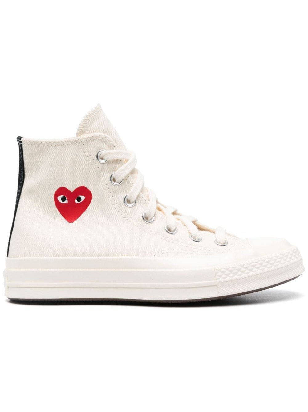 Comme Des Garcons Heart Logo Canvas High-Top Sneaker — Cream by Comme Des Garcons