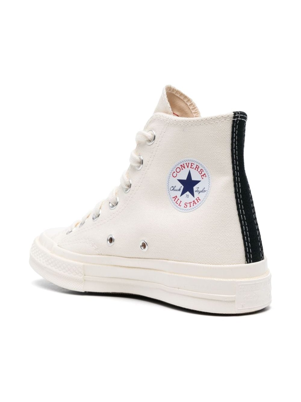 Comme Des Garcons Heart Logo Canvas High-Top Sneaker — Cream, view 2