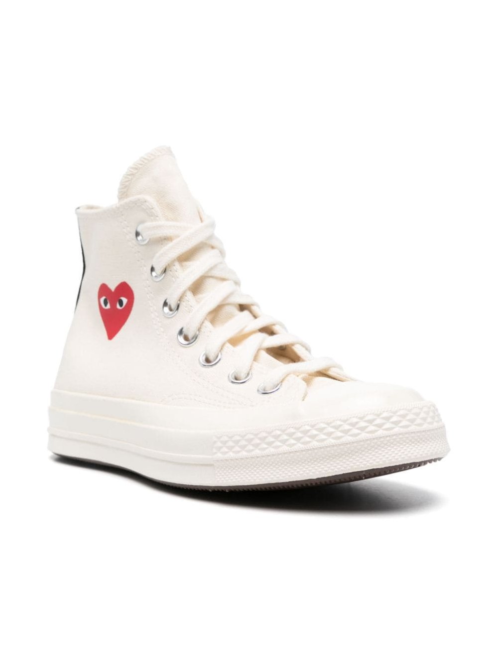 Comme Des Garcons Heart Logo Canvas High-Top Sneaker — Cream, view 3