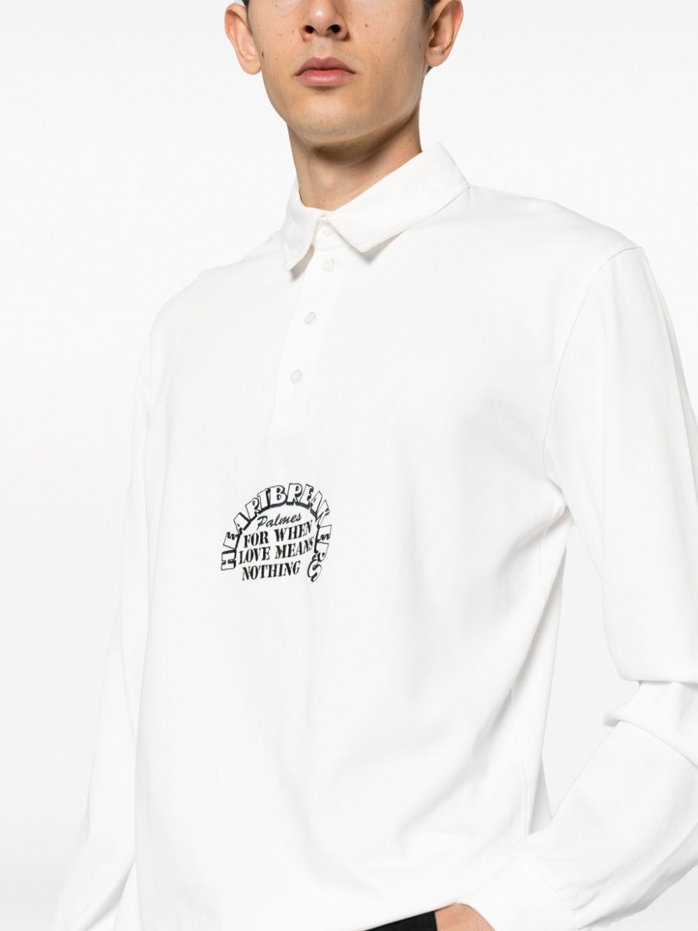 Palmes Slogan-Print Organic Cotton Shirt — white, view 2