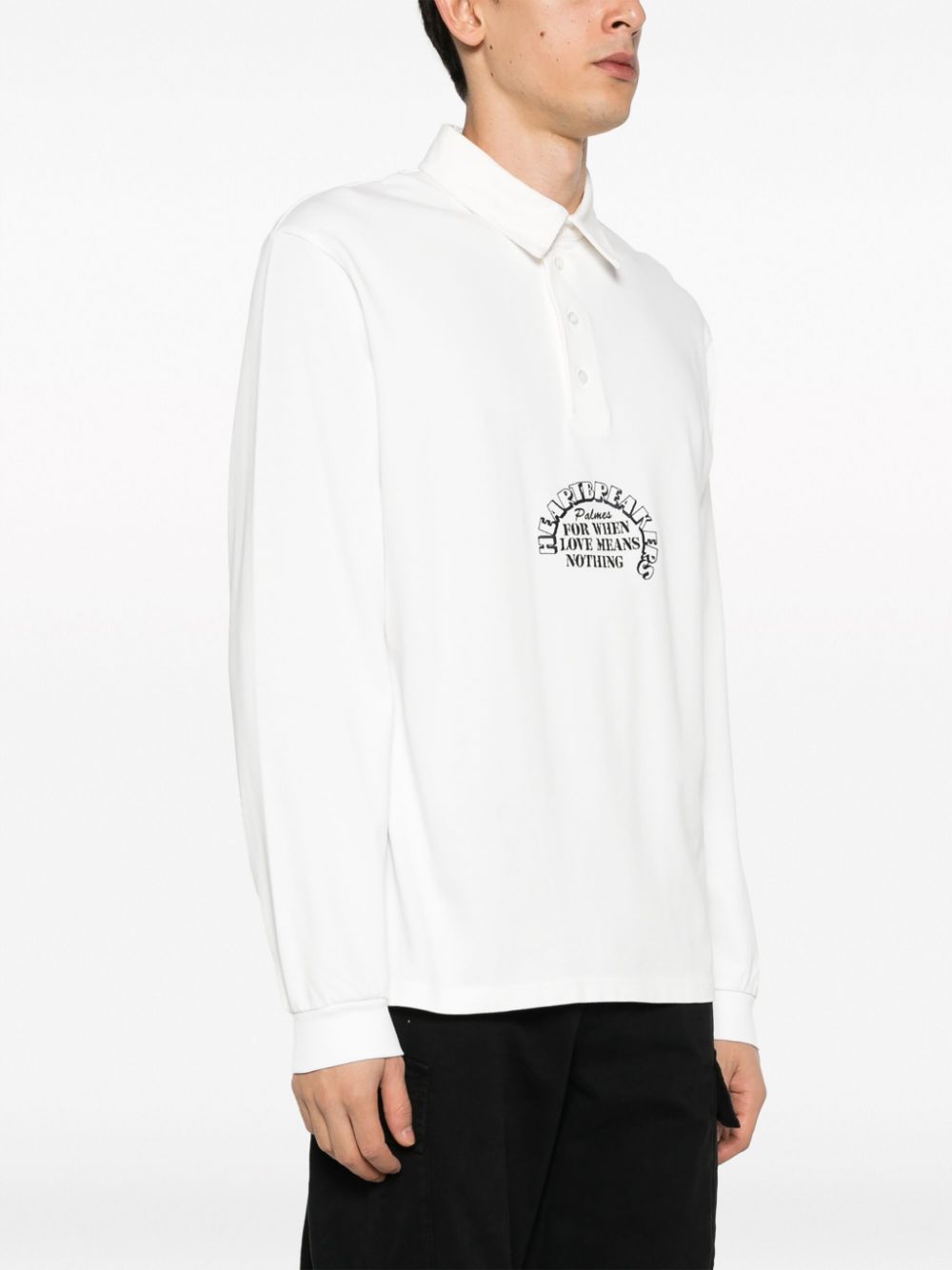 Palmes Slogan-Print Organic Cotton Shirt — white, view 3