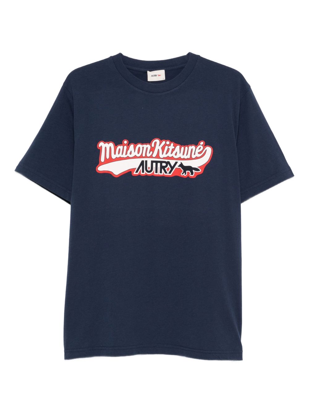 Autry X MAISON KITSUNE Logo-Embroidered Graphic T-Shirt — Navy by Autry X MAISON KITSUNE