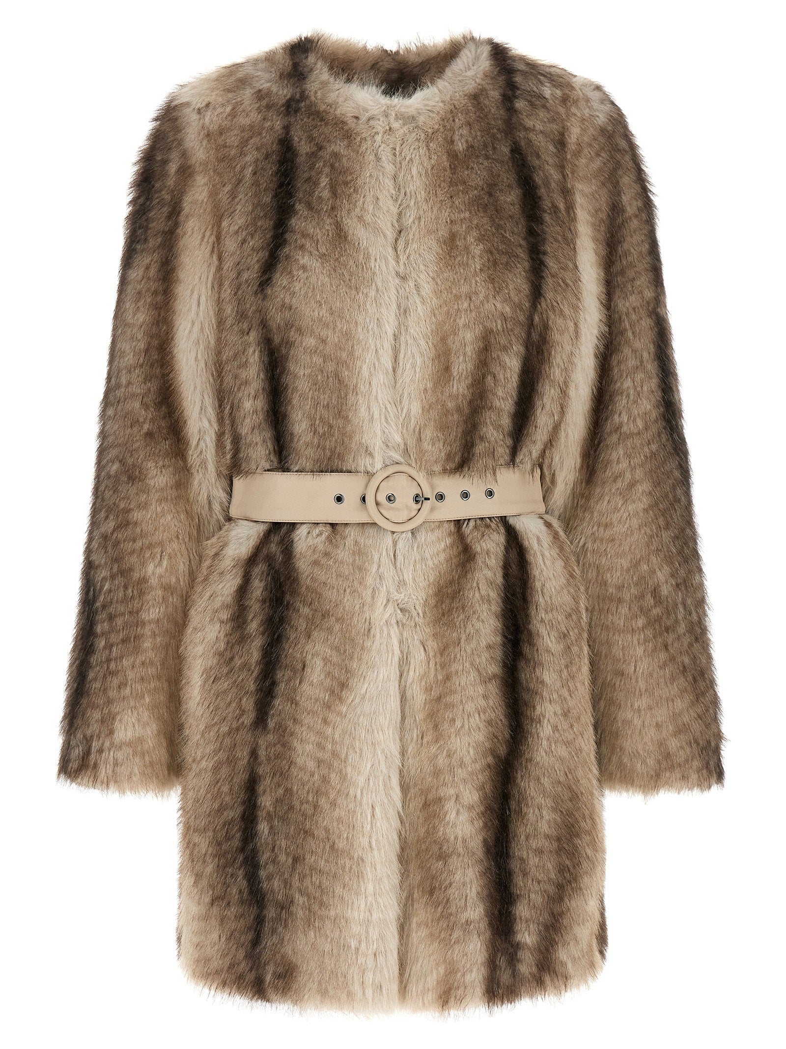 Twin Set Eco-Fur Gradient Coat — Beige by Twin-Set