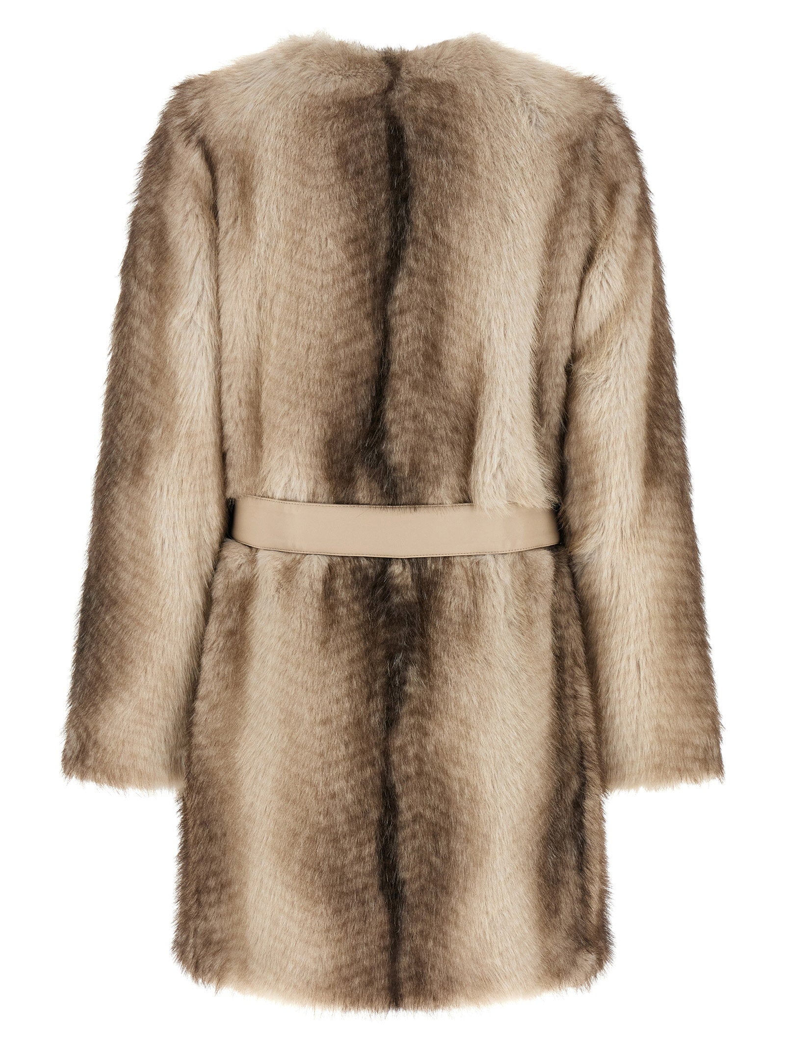 Twin Set Eco-Fur Gradient Coat — Beige, view 2