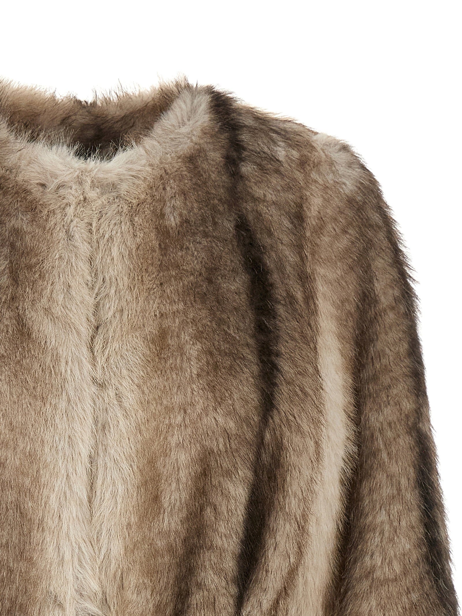 Twin Set Eco-Fur Gradient Coat — Beige, view 3