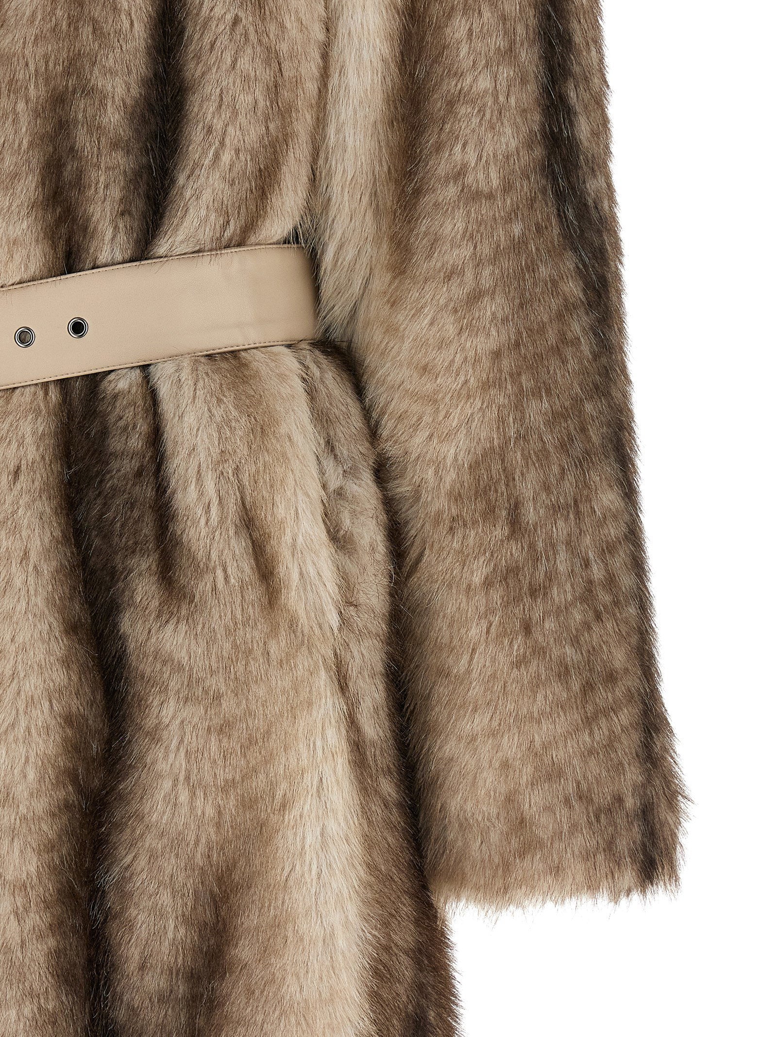 Twin Set Eco-Fur Gradient Coat — Beige, view 4