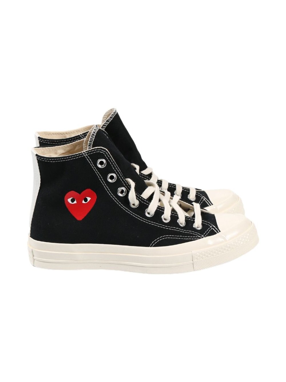Comme Des Garcons Heart-Embroidered Canvas High-Top Sneaker — Black by Comme Des Garcons