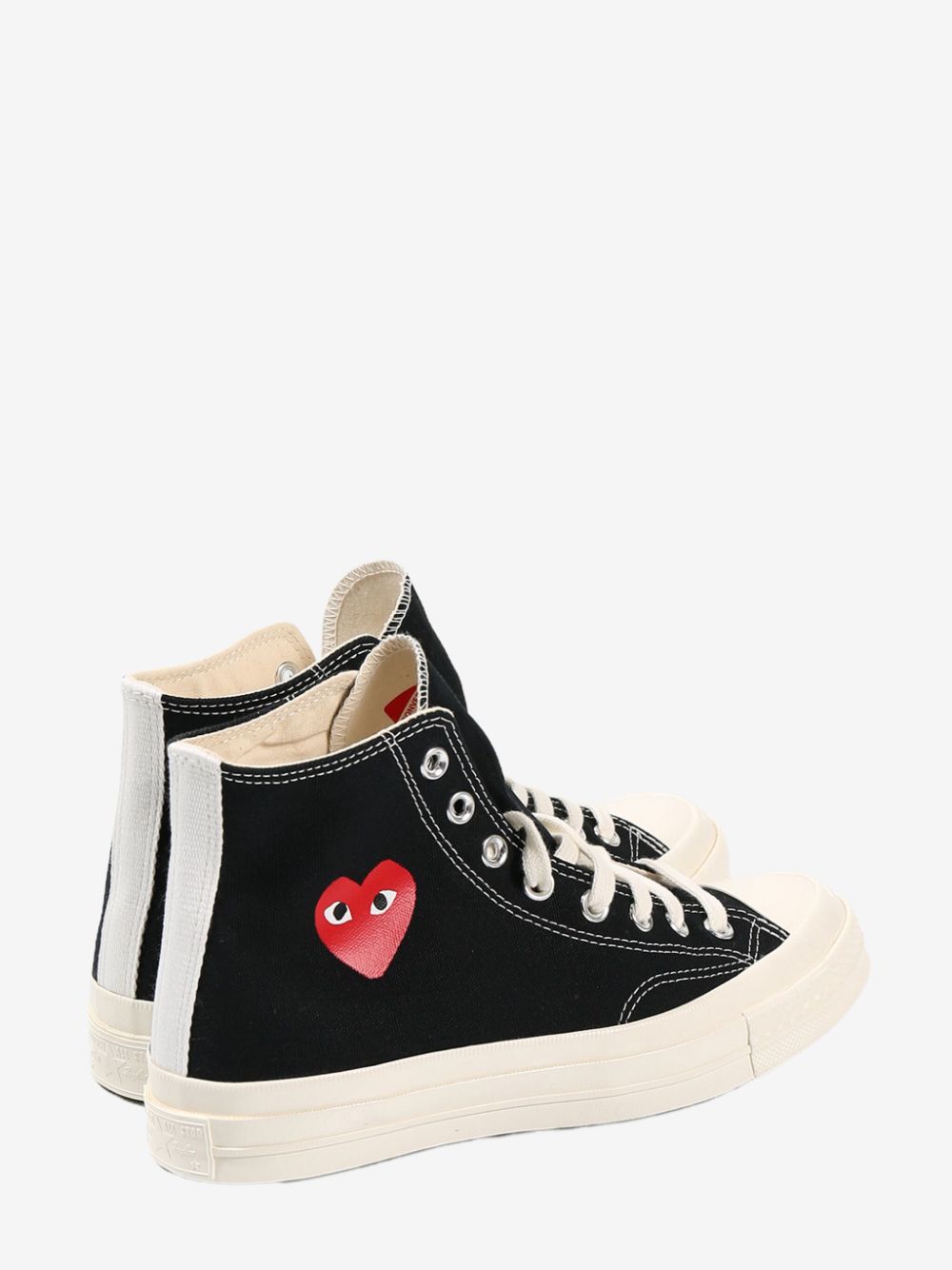 Comme Des Garcons Heart-Embroidered Canvas High-Top Sneaker — Black, view 2