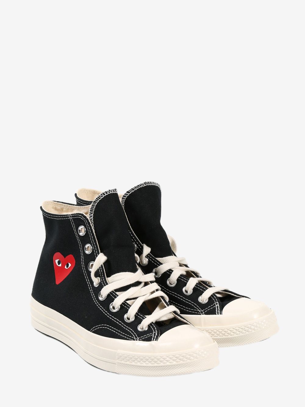 Comme Des Garcons Heart-Embroidered Canvas High-Top Sneaker — Black, view 3