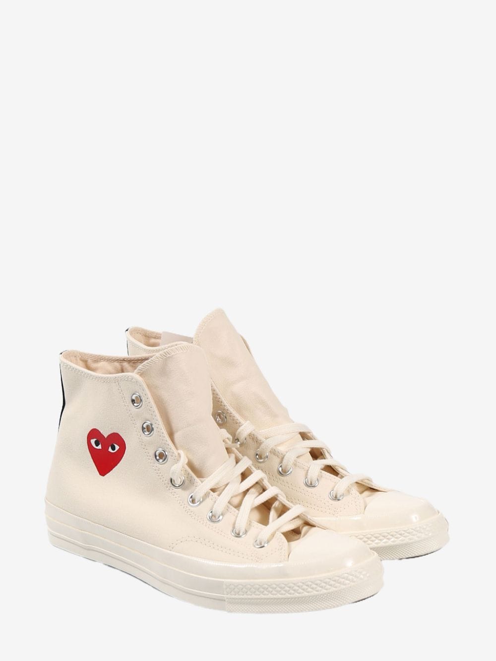 Comme Des Garcons Heart-Embroidered Canvas Sneaker — Cream, view 2
