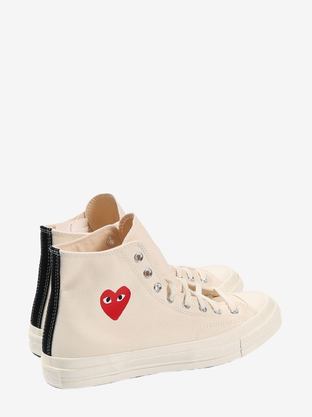 Comme Des Garcons Heart-Embroidered Canvas Sneaker — Cream, view 3