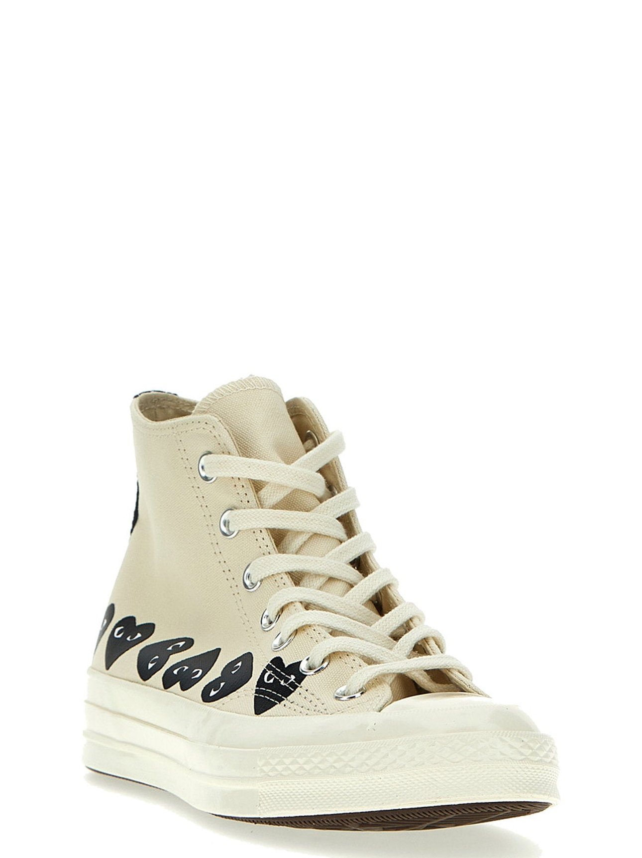 Comme Des Garçons Play Heart-Print Canvas Sneaker — cream, view 2