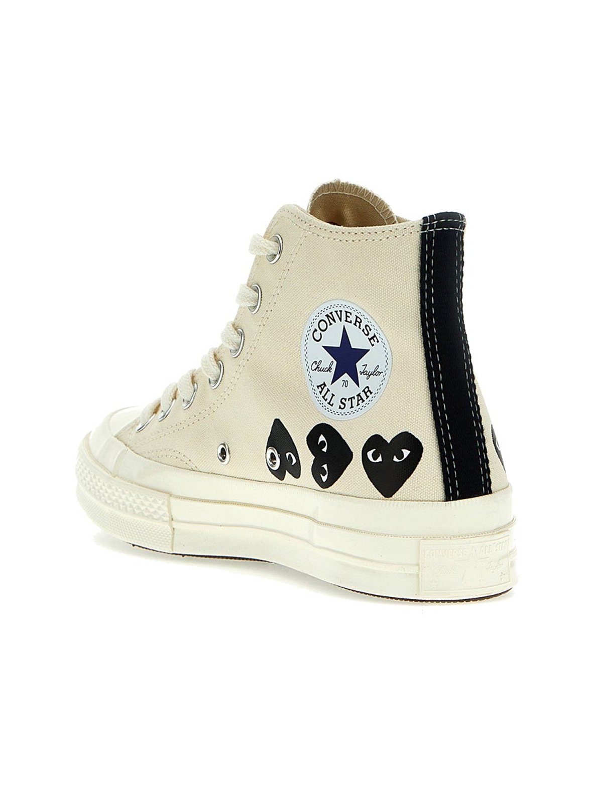 Comme Des Garçons Play Heart-Print Canvas Sneaker — cream, view 3