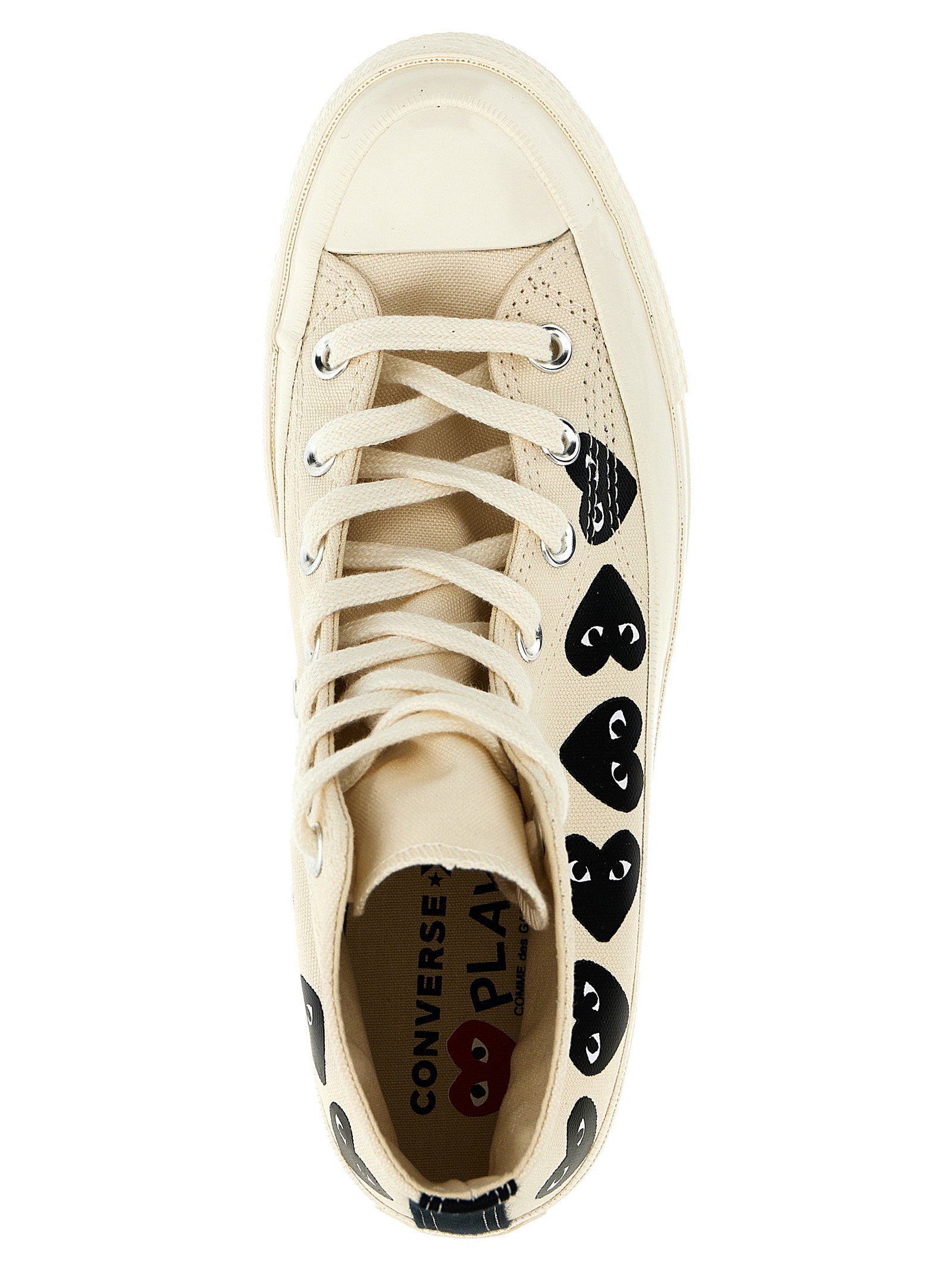 Comme Des Garçons Play Heart-Print Canvas Sneaker — cream, view 4
