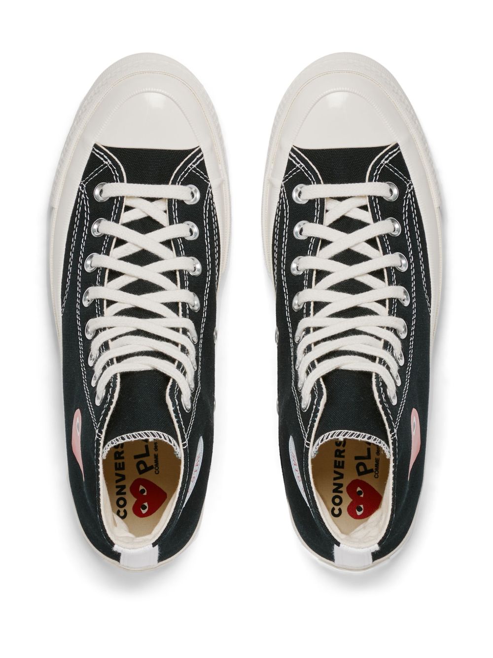 Comme Des Garcons Heart-Embroidered High-Top Sneaker — Black, view 3