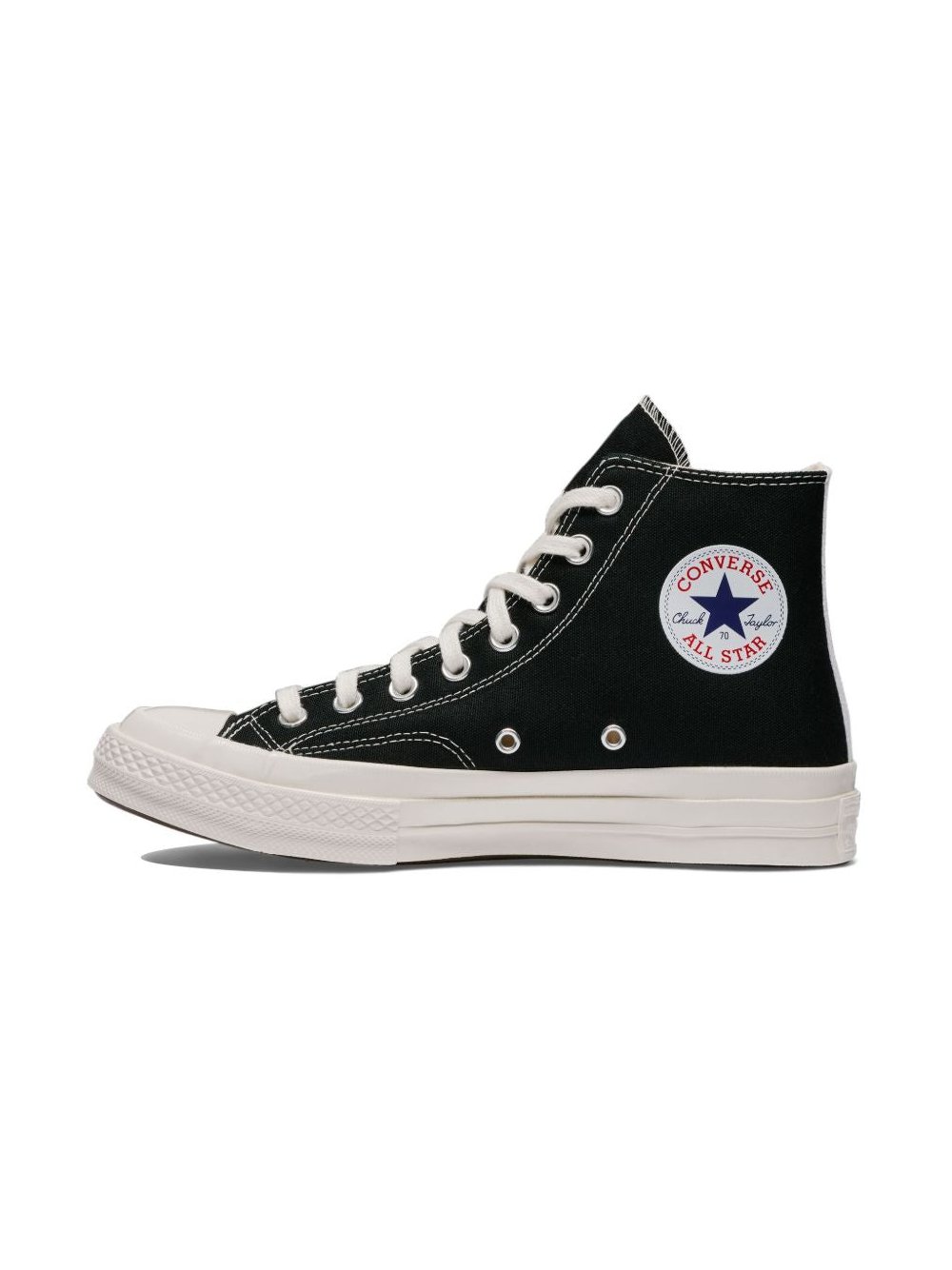 Comme Des Garcons Heart-Embroidered High-Top Sneaker — Black, view 4