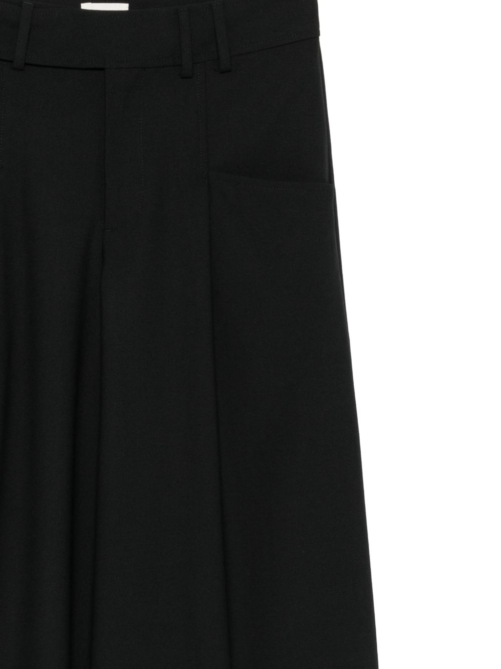 Closed Pleated Wide-Leg Wool Blend Trousers — Black, view 3