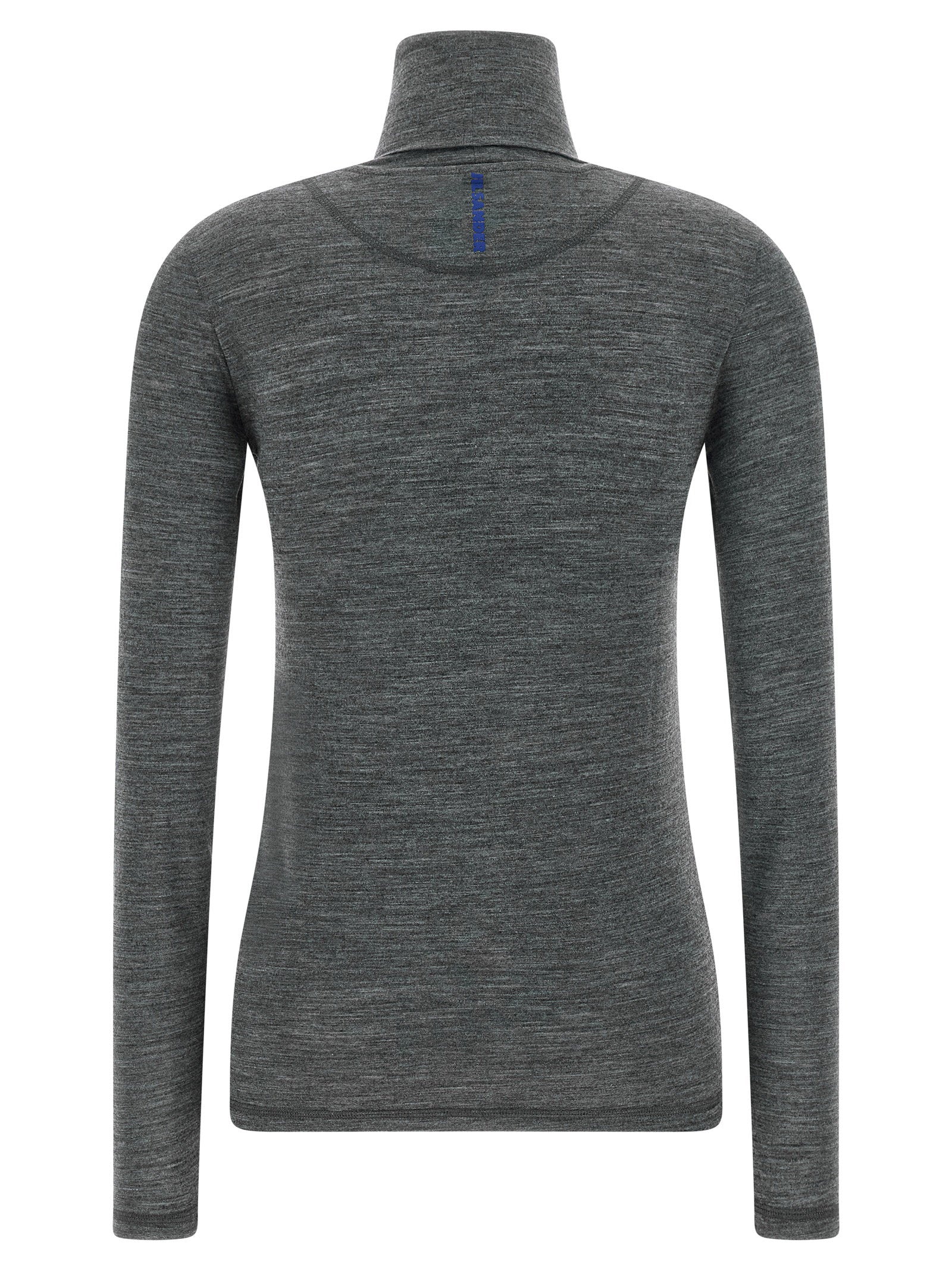 Jil Sander High-Neck Merino Knit Shirt — gray, view 2