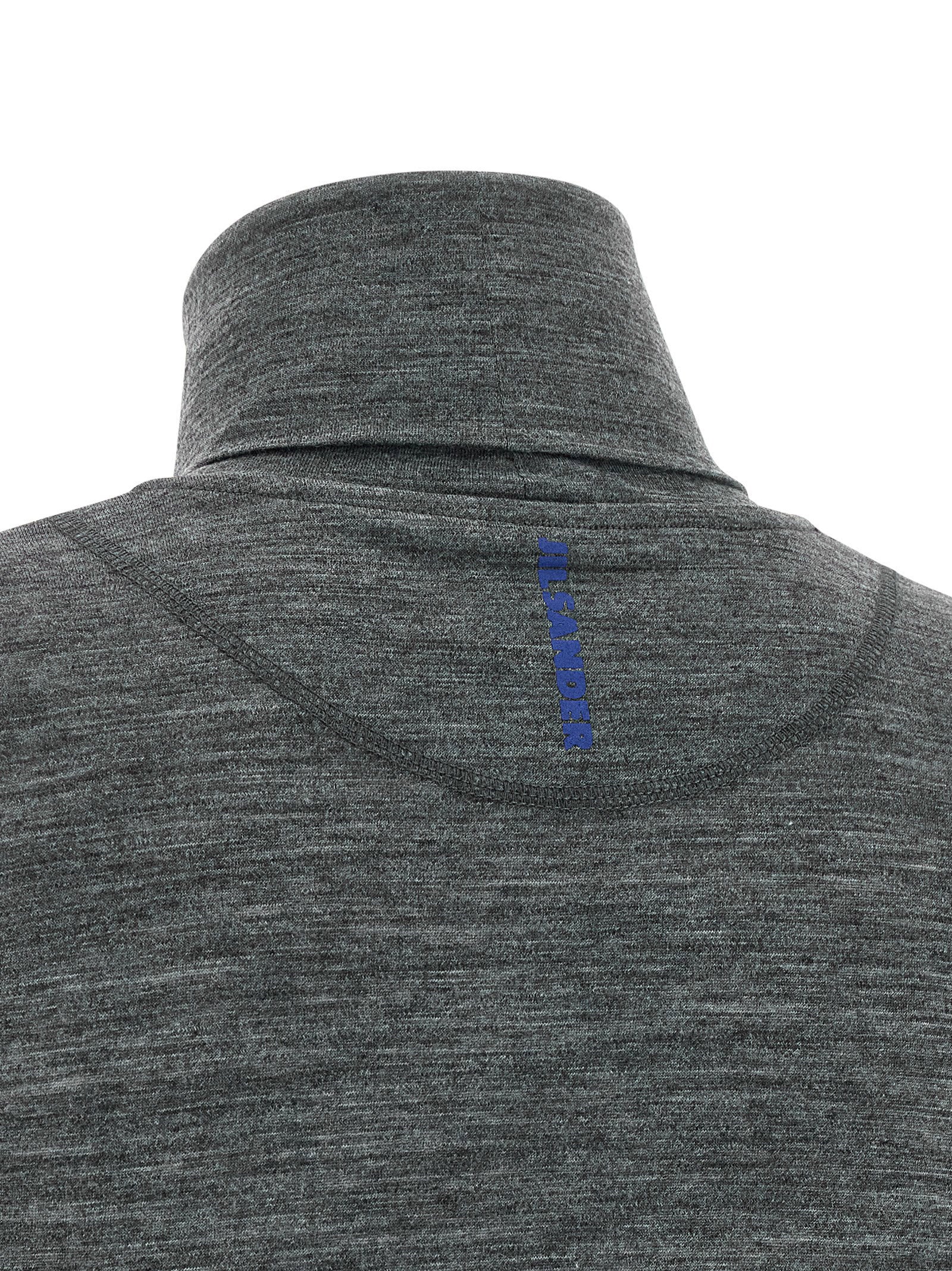Jil Sander High-Neck Merino Knit Shirt — gray, view 4