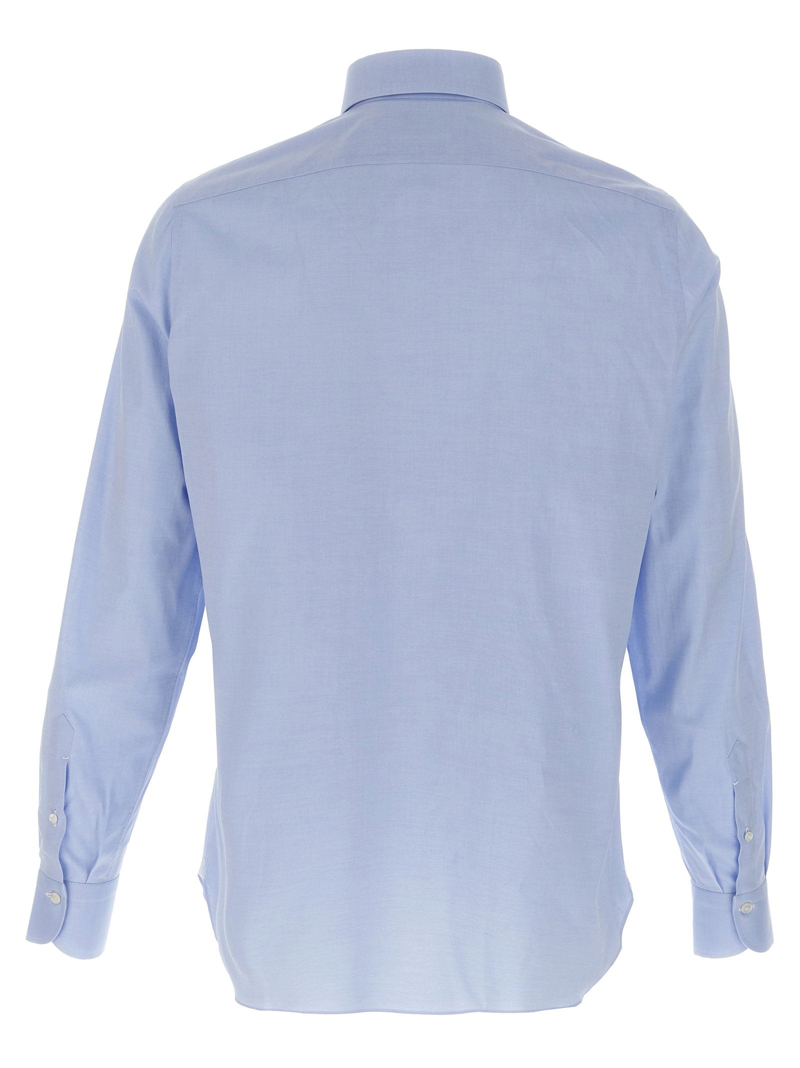 Finamore Cotton Button-Up Shirt — Blue, view 2