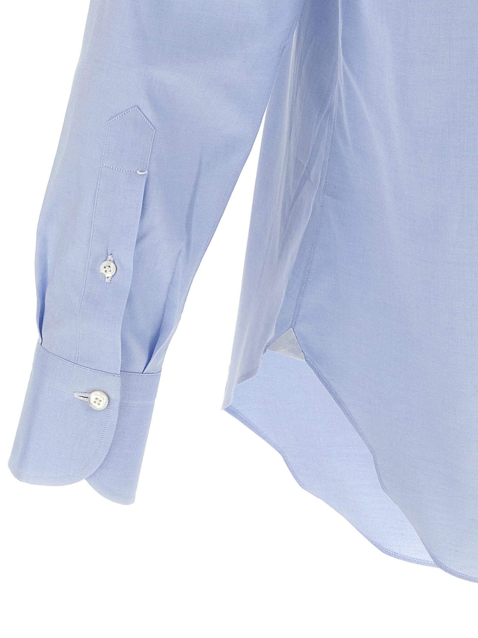 Finamore Cotton Button-Up Shirt — Blue, view 4
