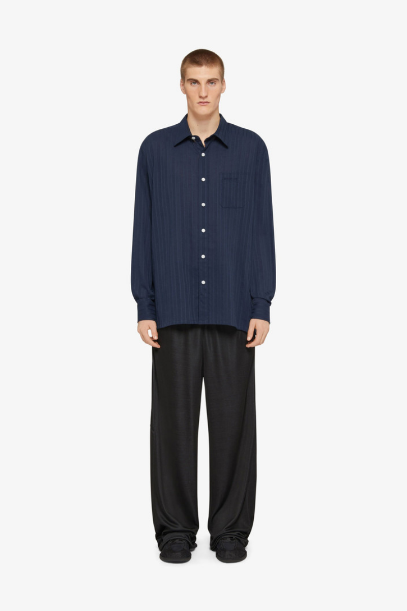 Givenchy Pinstriped Cotton Shirt — Navy, view 2