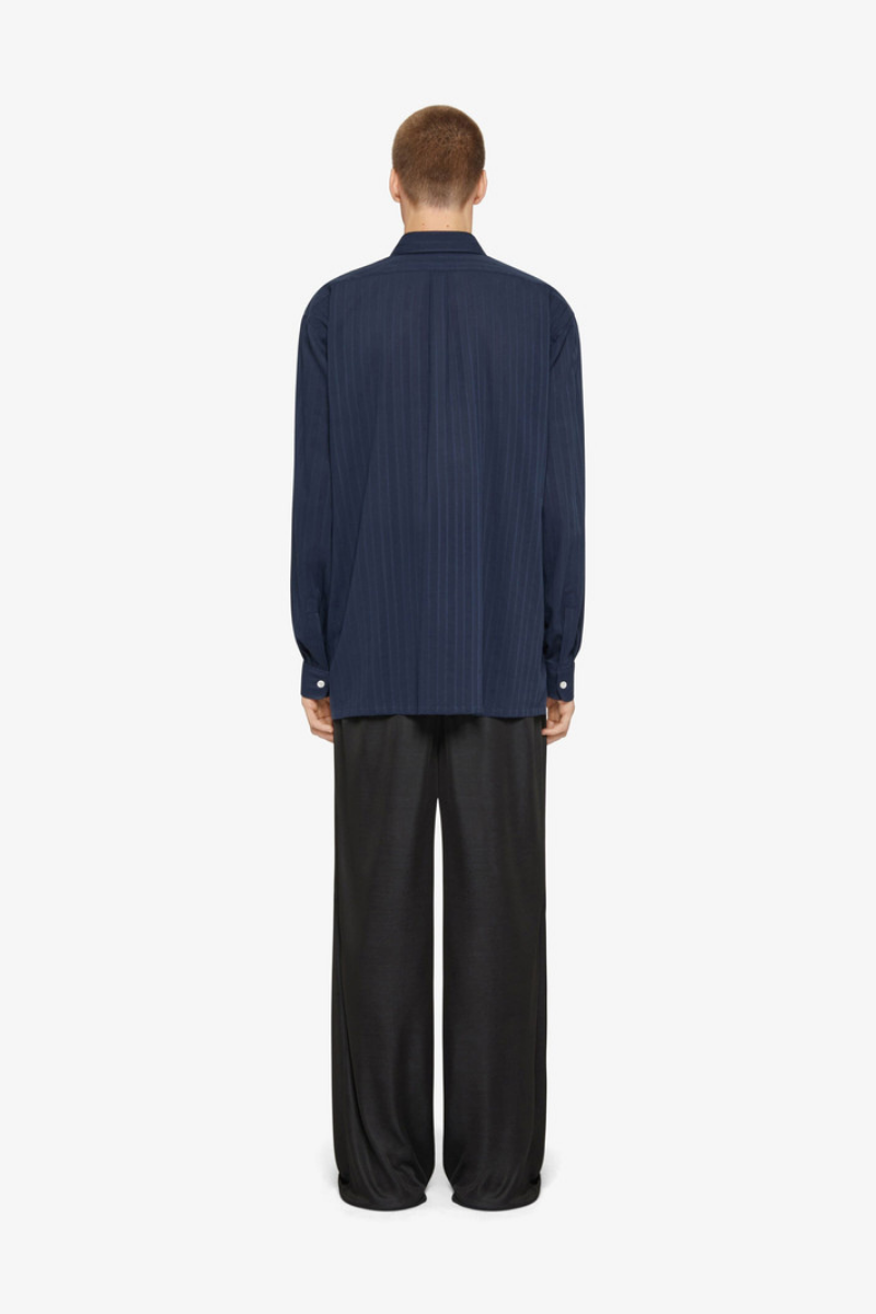 Givenchy Pinstriped Cotton Shirt — Navy, view 3