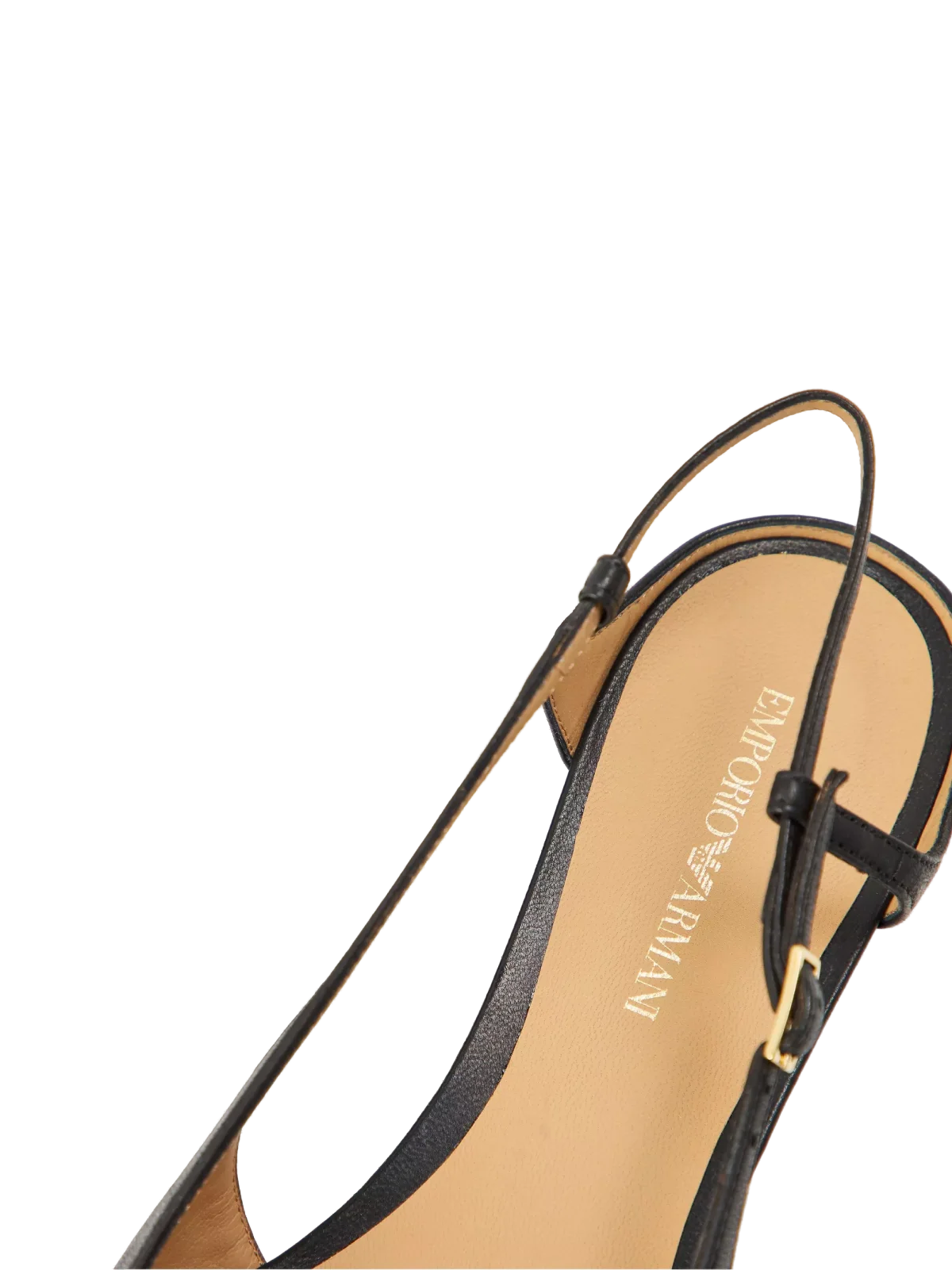 Emporio Armani Pointed Toe Leather Slingback Flat — Black, view 3