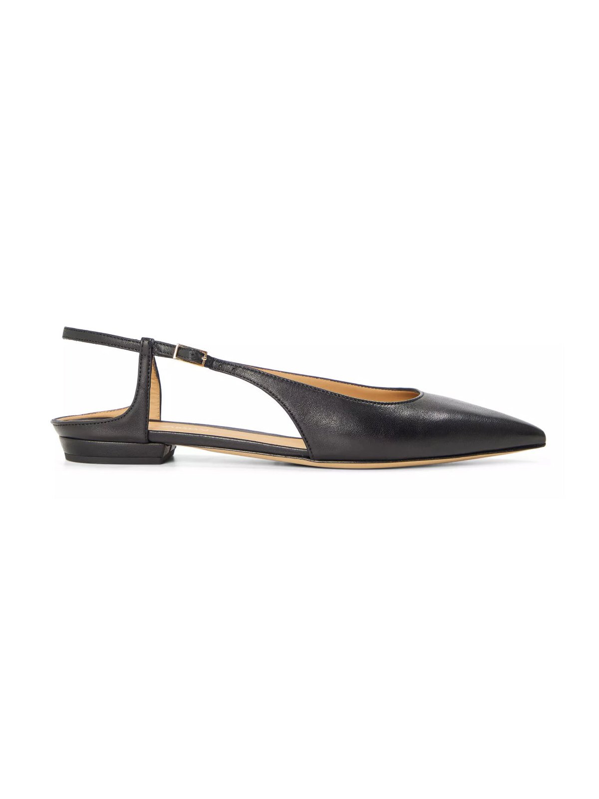 Emporio Armani Pointed Toe Leather Slingback Flat — Black, view 5