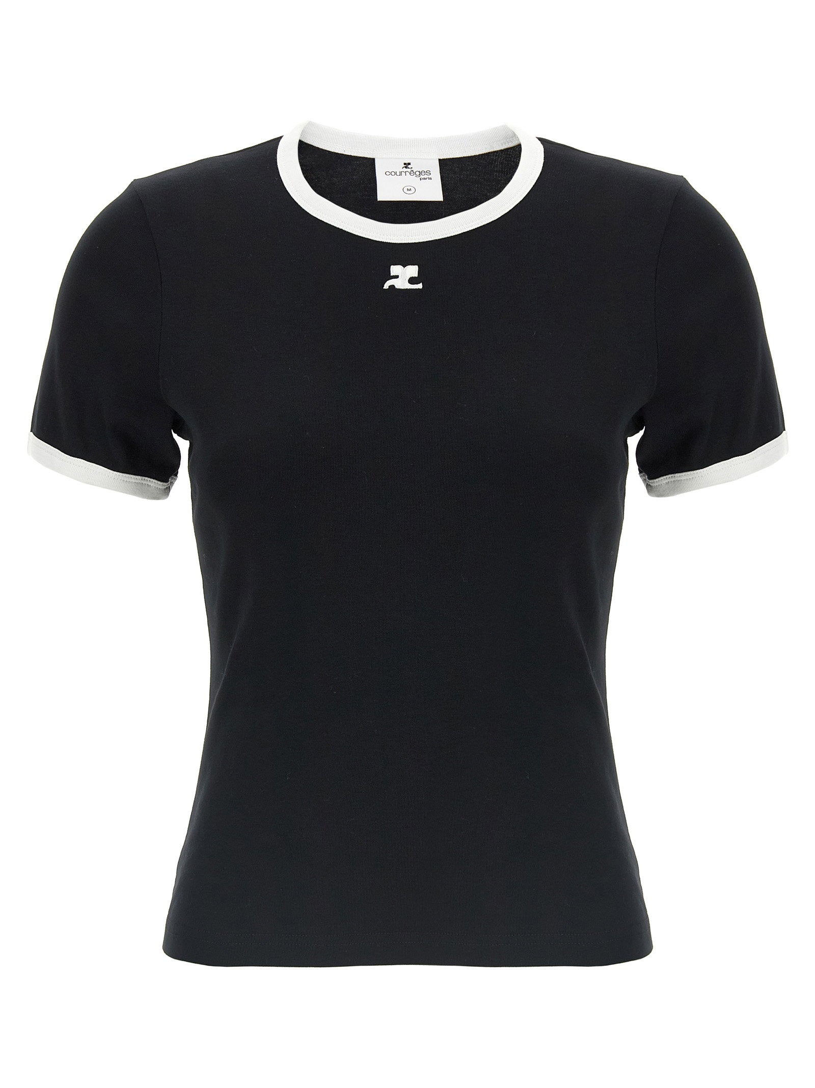 Courreges Logo-Embroidered Contrast T-shirt — Black by Courreges