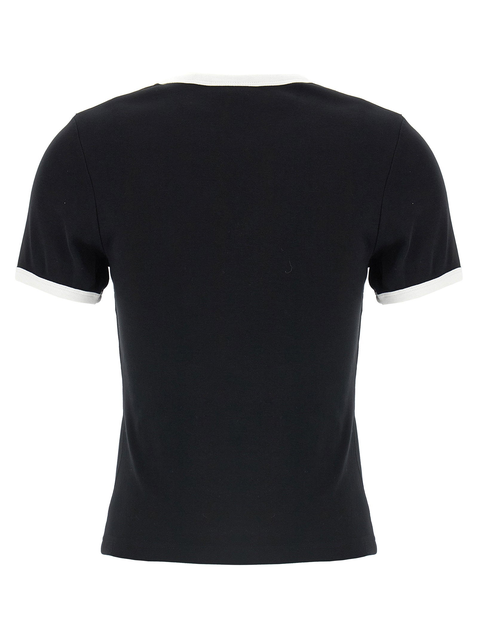 Courreges Logo-Embroidered Contrast T-shirt — Black, view 2