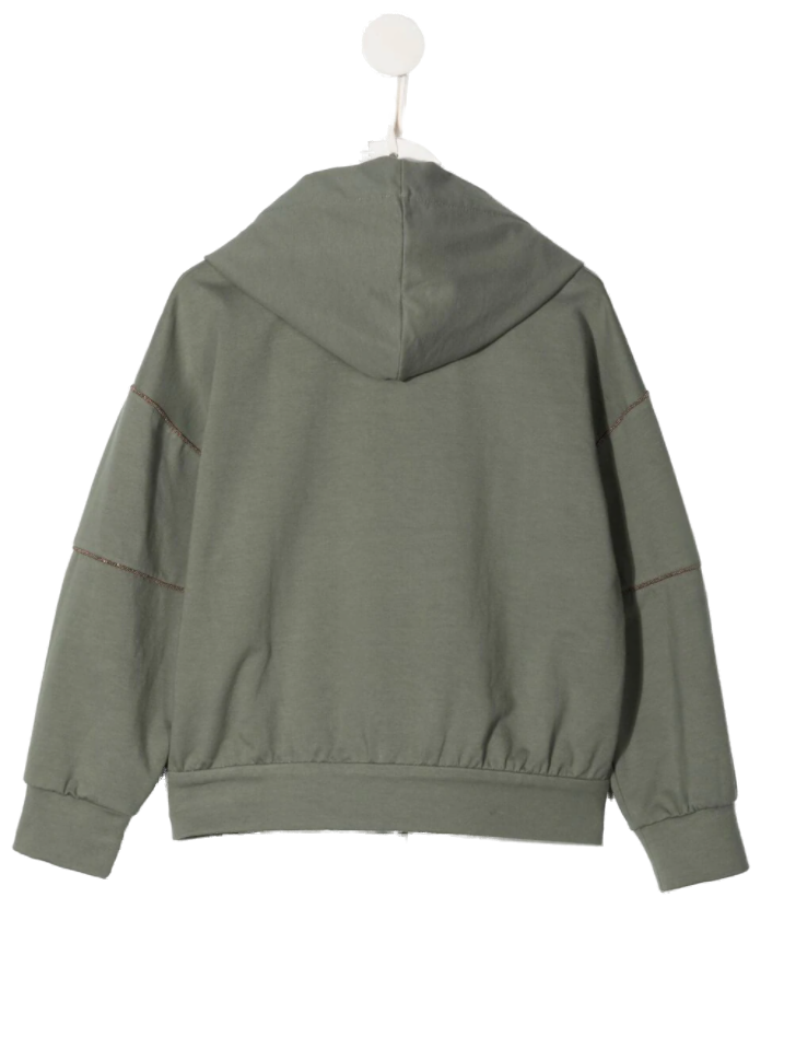 Brunello Cucinelli Kids Hoodie — Sage Green - 4-5, view 2