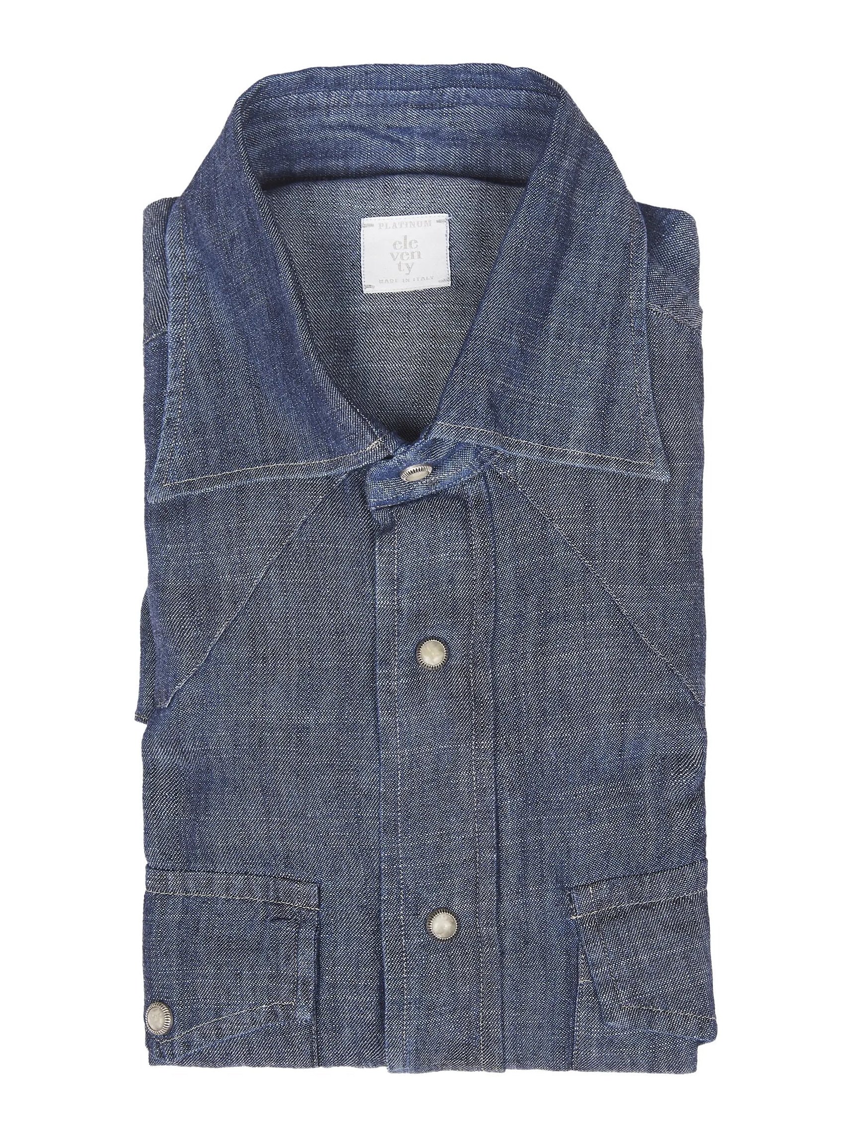 Eleventy Patch Pocket Button-Down Shirt — Blue - 44 by Eleventy