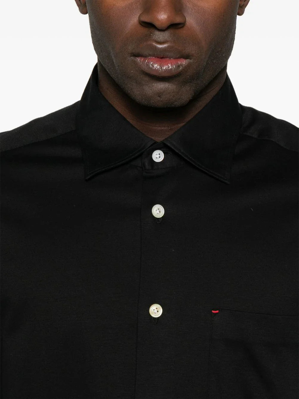 Kiton Classic-Collar Cotton Shirt — Black - 42, view 3
