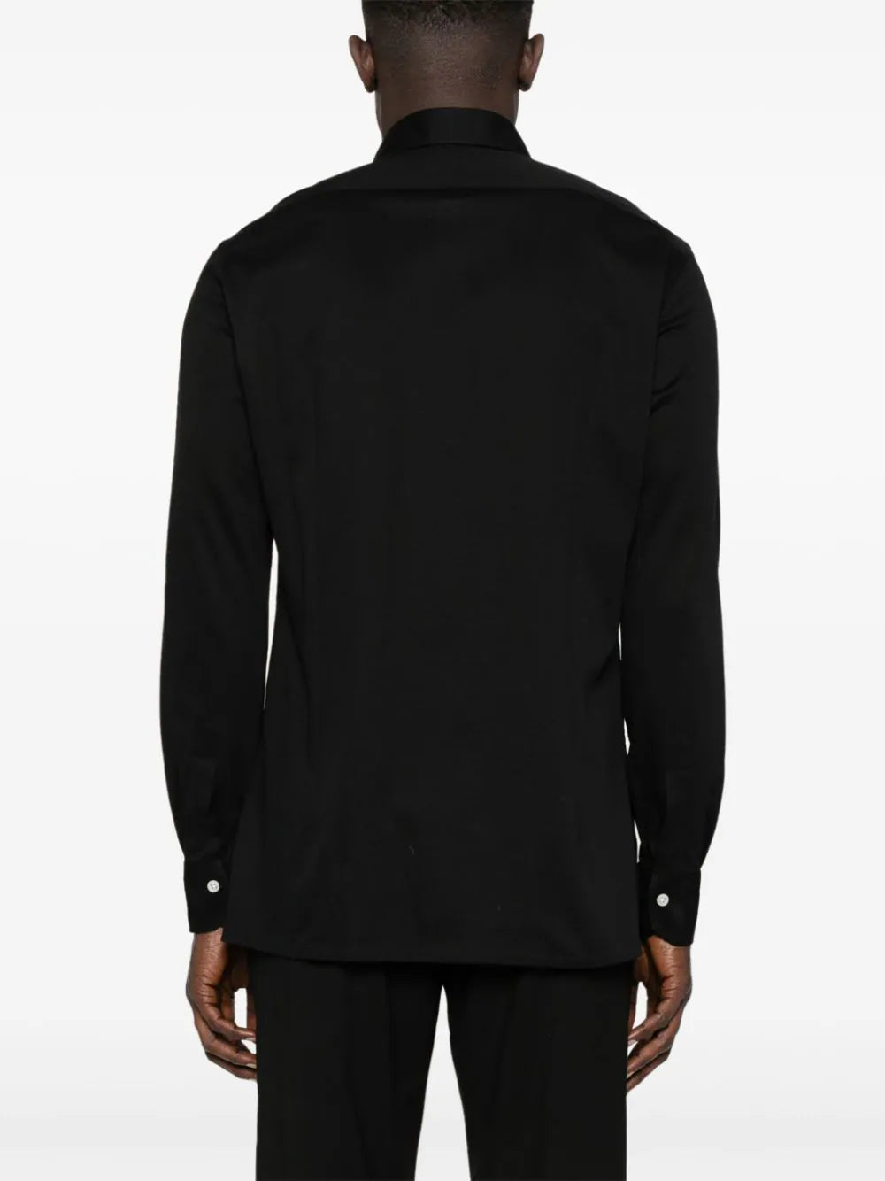 Kiton Classic-Collar Cotton Shirt — Black - 42, view 5