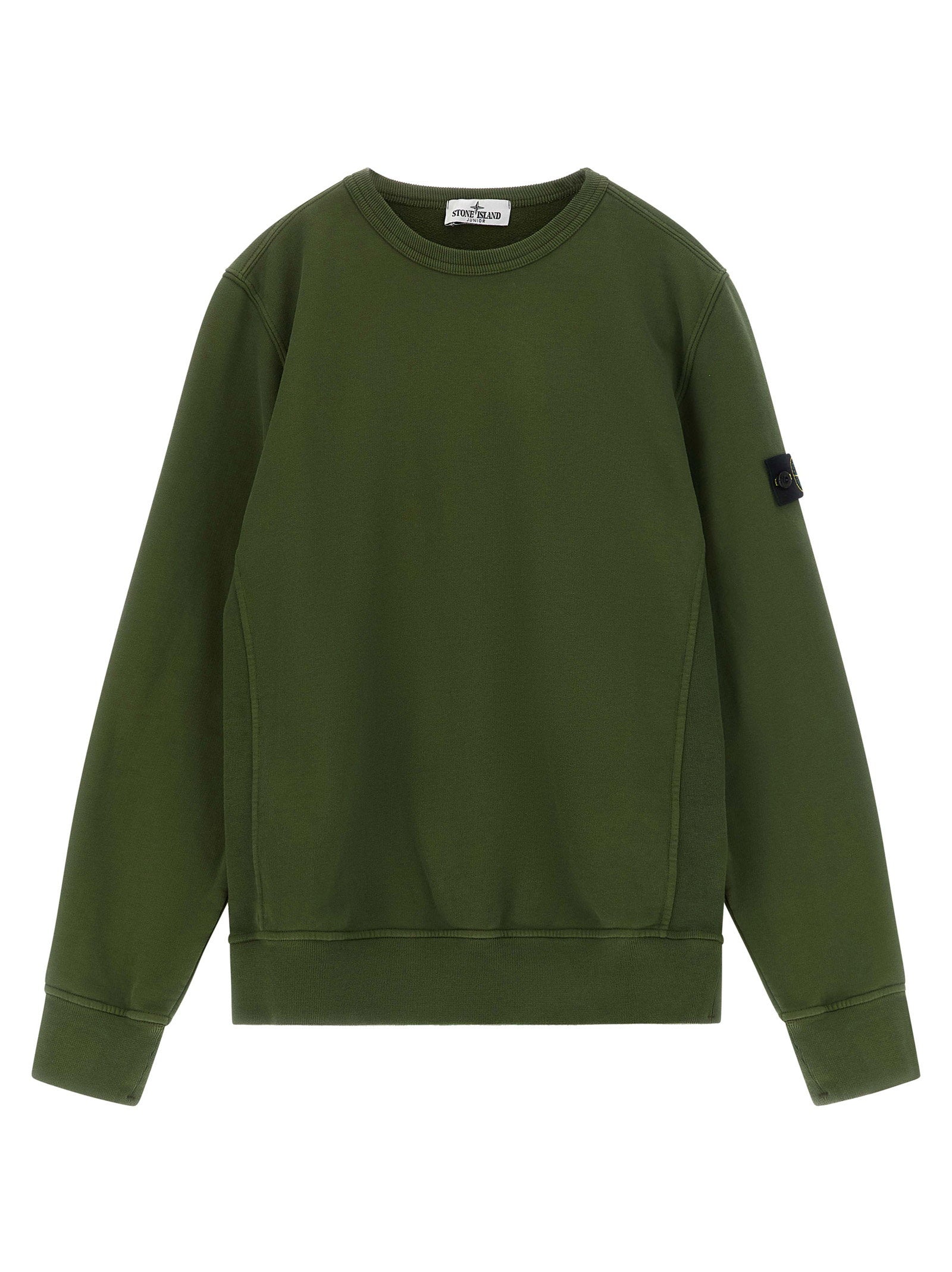 Stone Island Junior Badge Logo Crew Neck Sweatshirt — Olive Green by Stone Island Junior