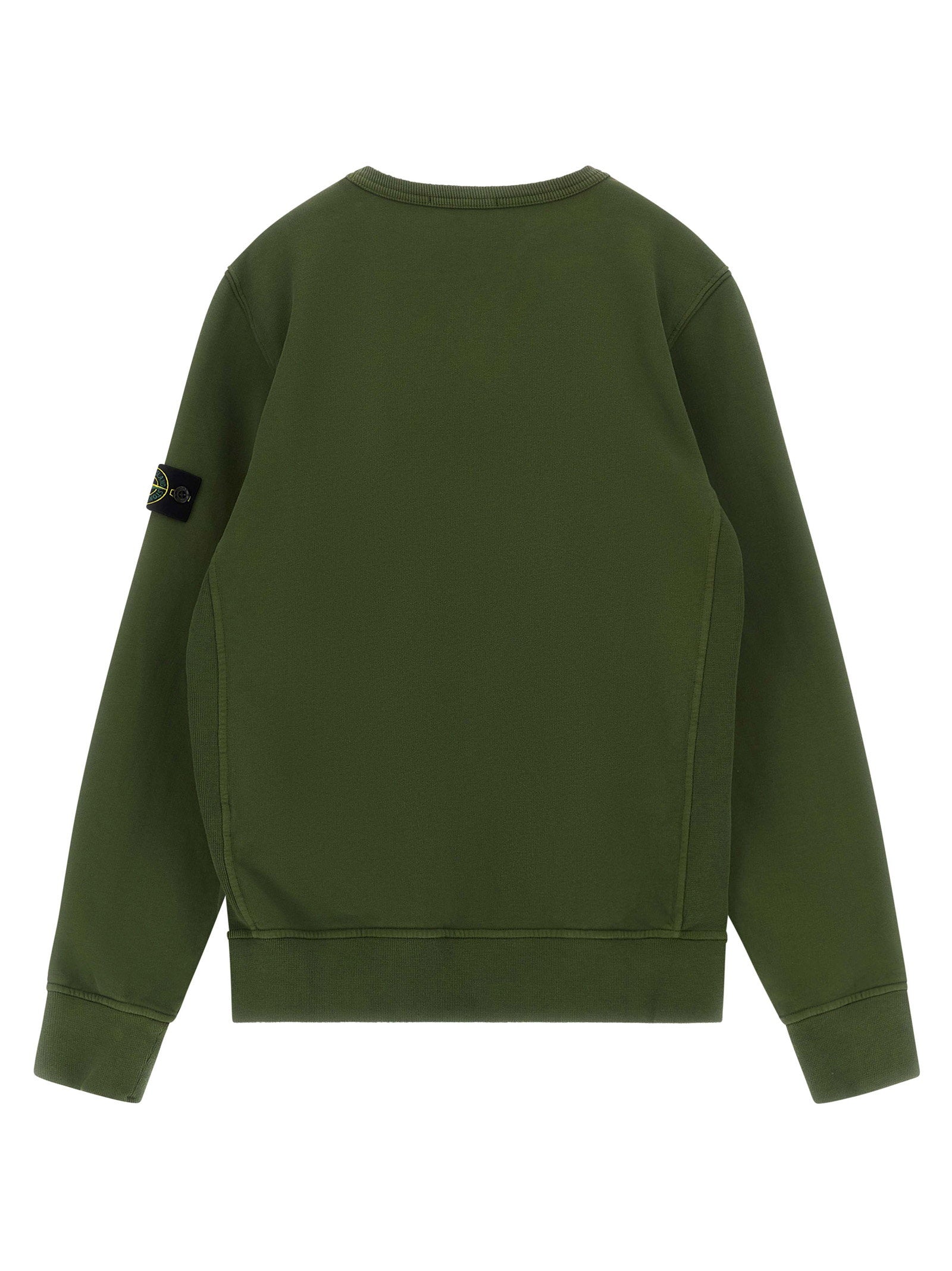 Stone Island Junior Badge Logo Crew Neck Sweatshirt — Olive Green, view 2