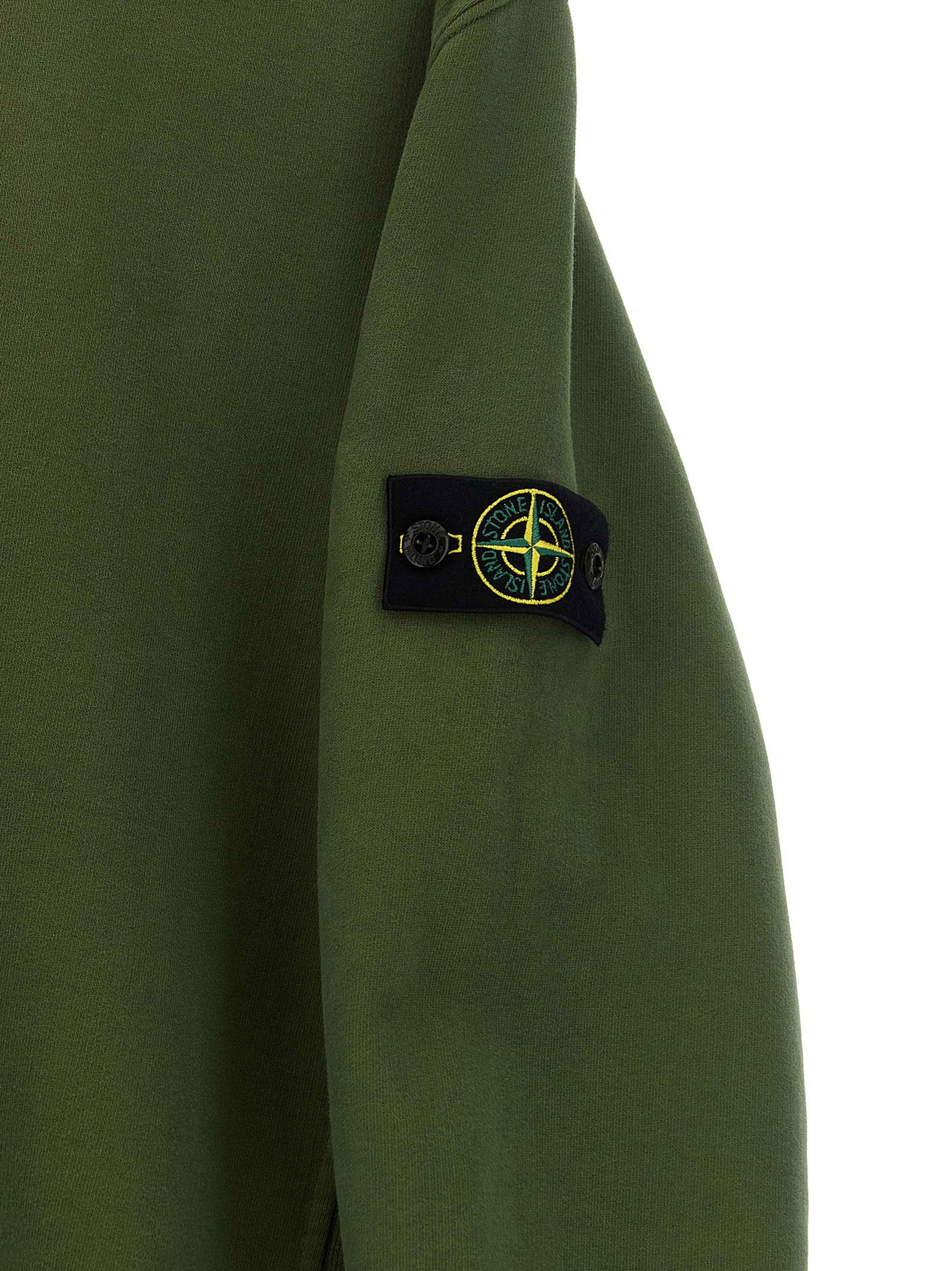 Stone Island Junior Badge Logo Crew Neck Sweatshirt — Olive Green, view 3