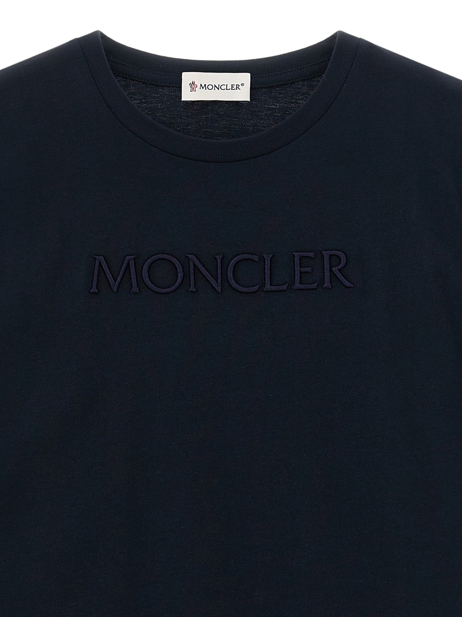 Moncler Enfant Logo-Embroidered T-Shirt — Navy, view 3
