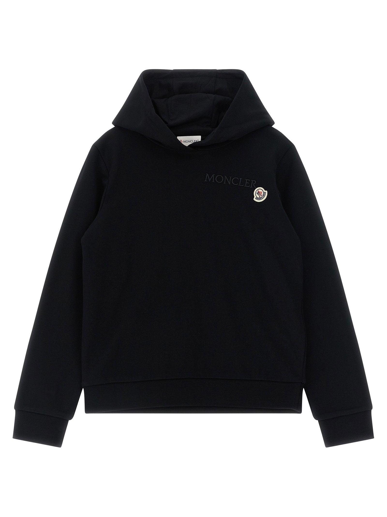 Moncler Enfant Logo-Embroidered Cotton Hoodie — Black by Moncler Enfant