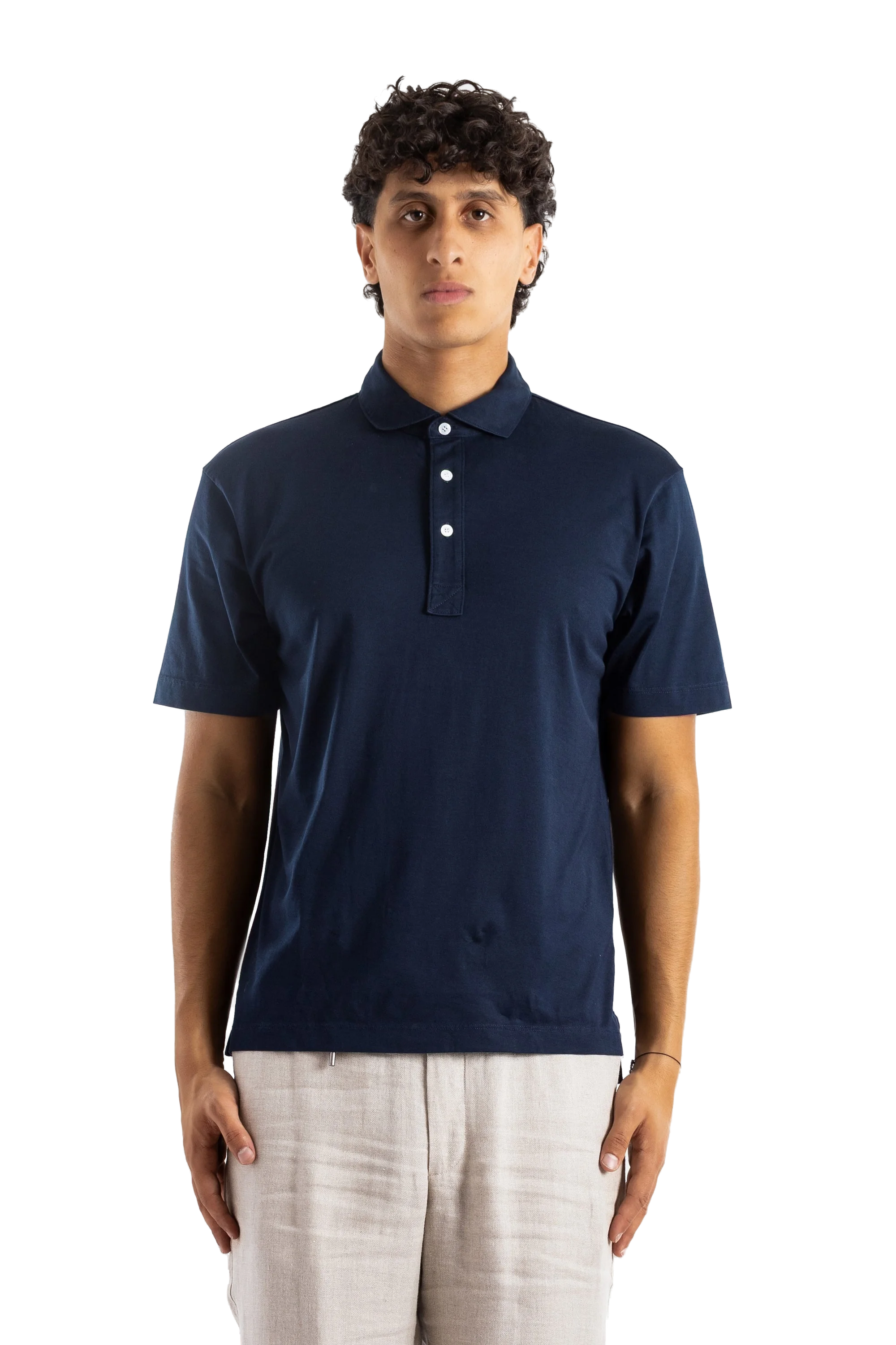 Handvaerk Pima Cotton Polo Shirt — Navy by Handvaerk