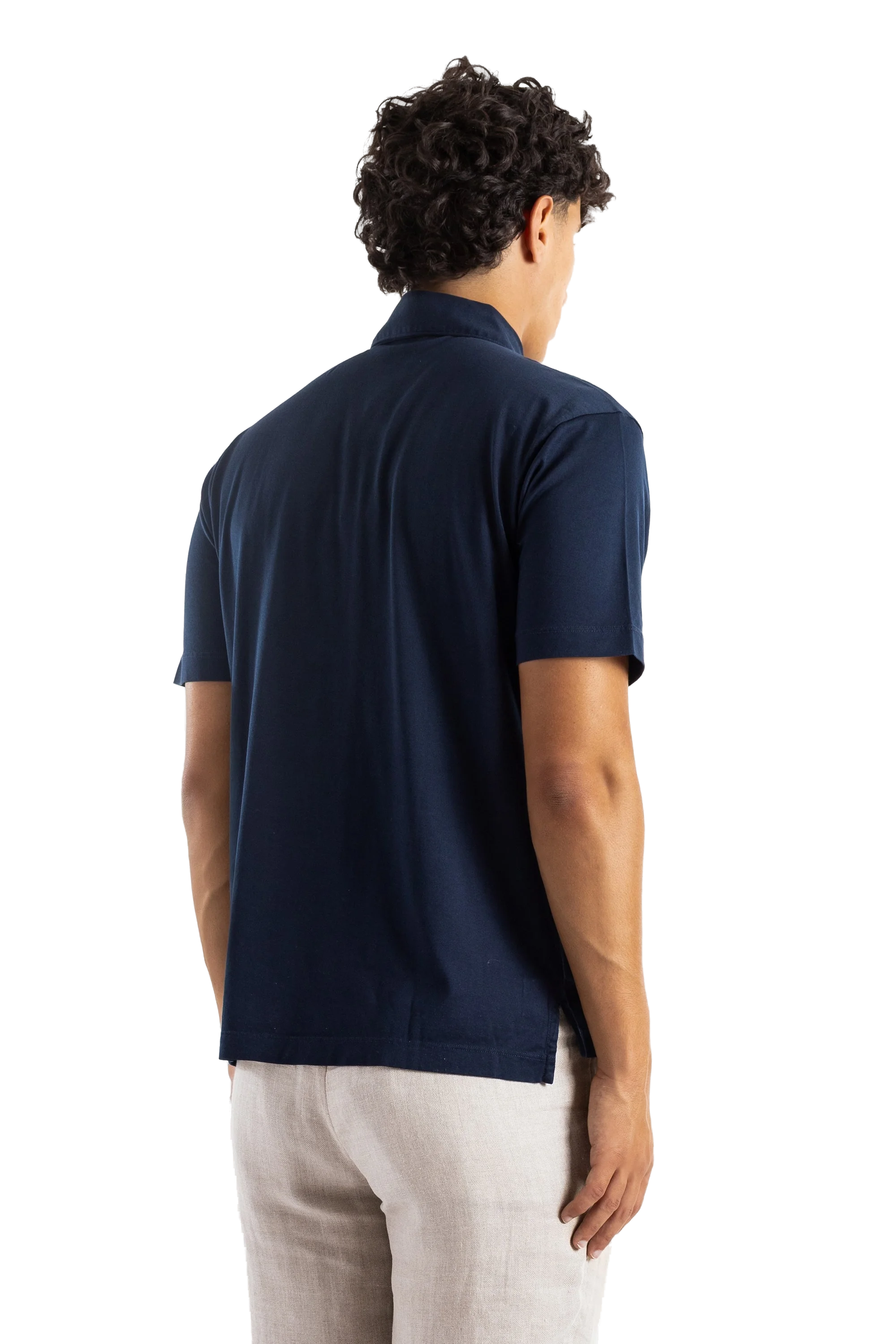 Handvaerk Pima Cotton Polo Shirt — Navy, view 4