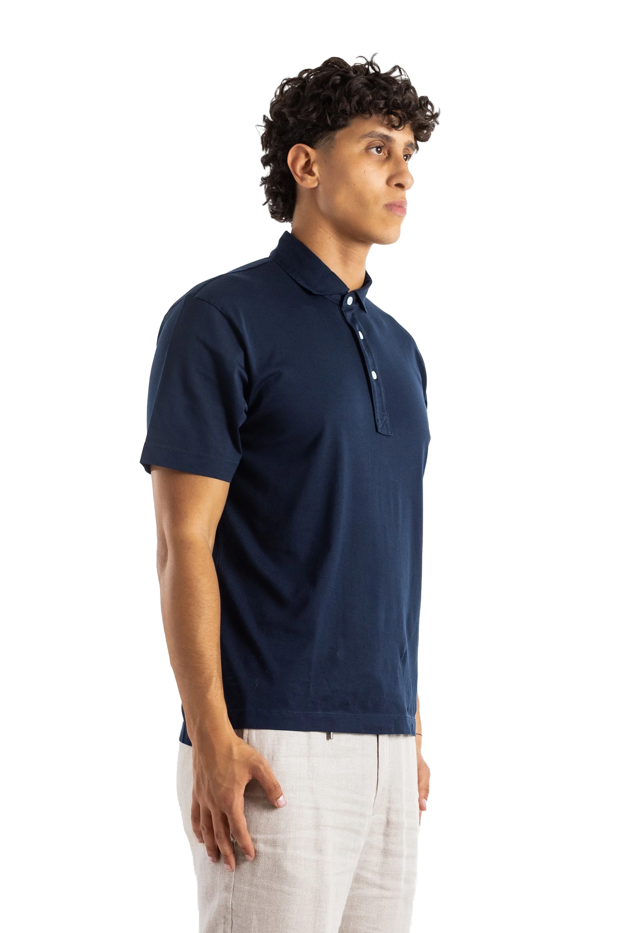 Handvaerk Pima Cotton Polo Shirt — Navy - M, view 2