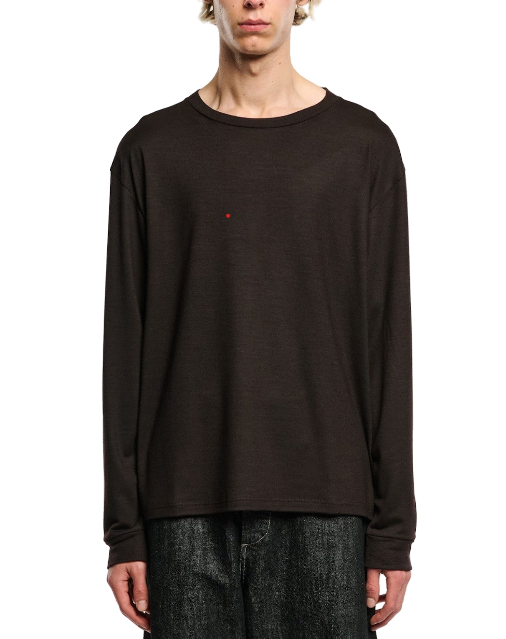 Studio Nicholson Crew-Neck Cotton Long Sleeve T-Shirt — Brown by Studio Nicholson