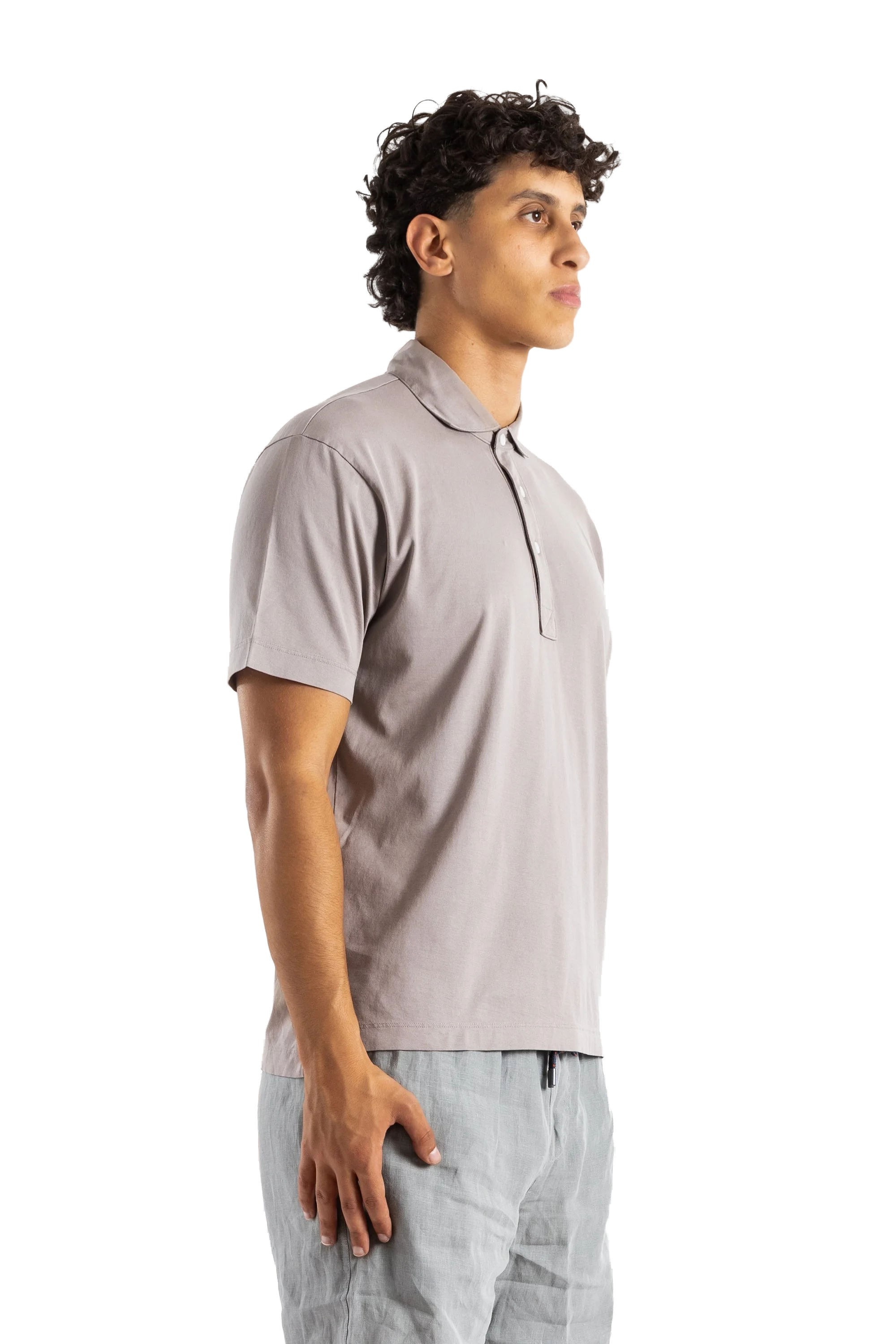 Handvaerk Pima Cotton Polo Shirt — Gray, view 2