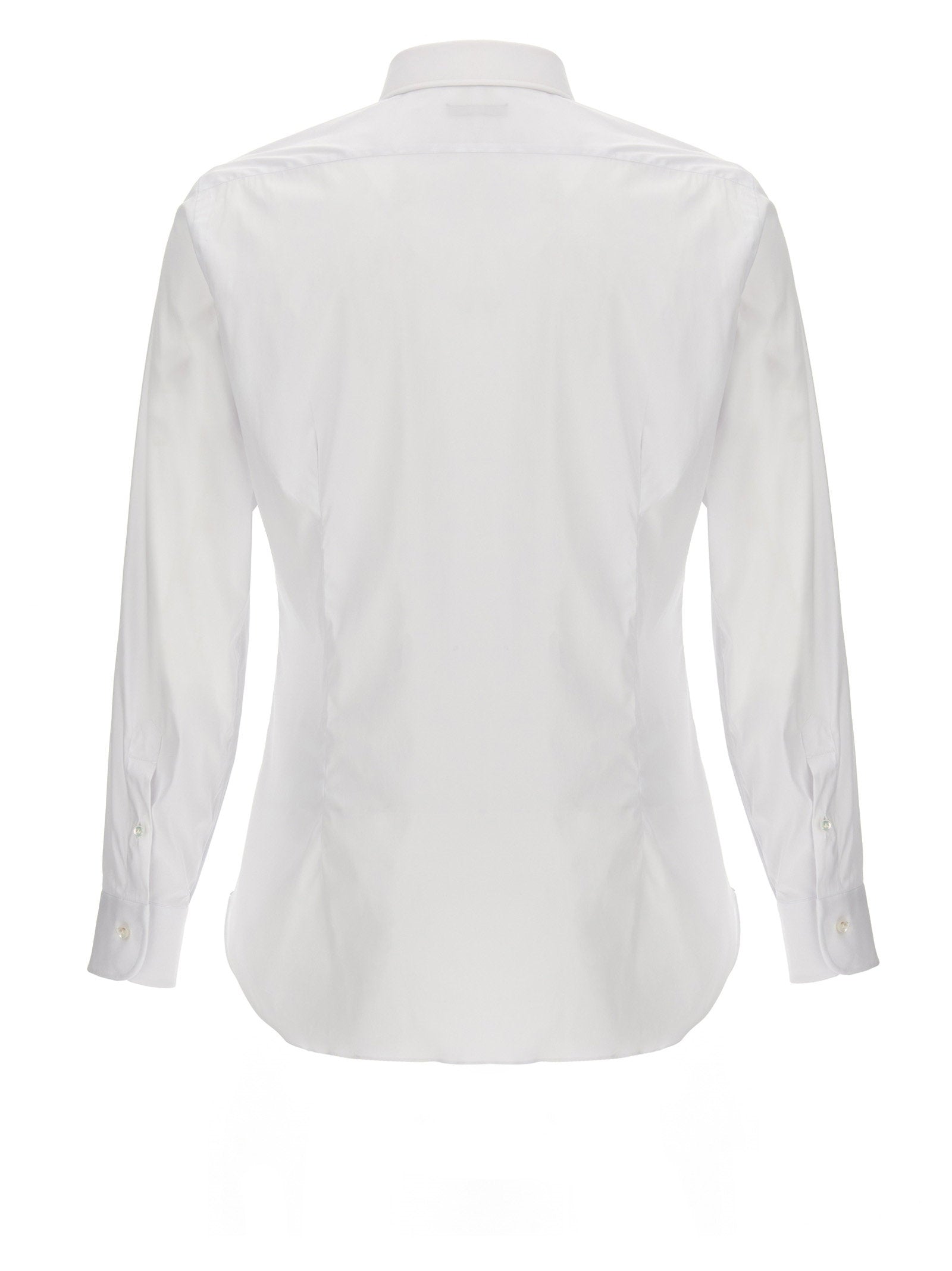 Barba Stretch Cotton Poplin Shirt — White, view 2