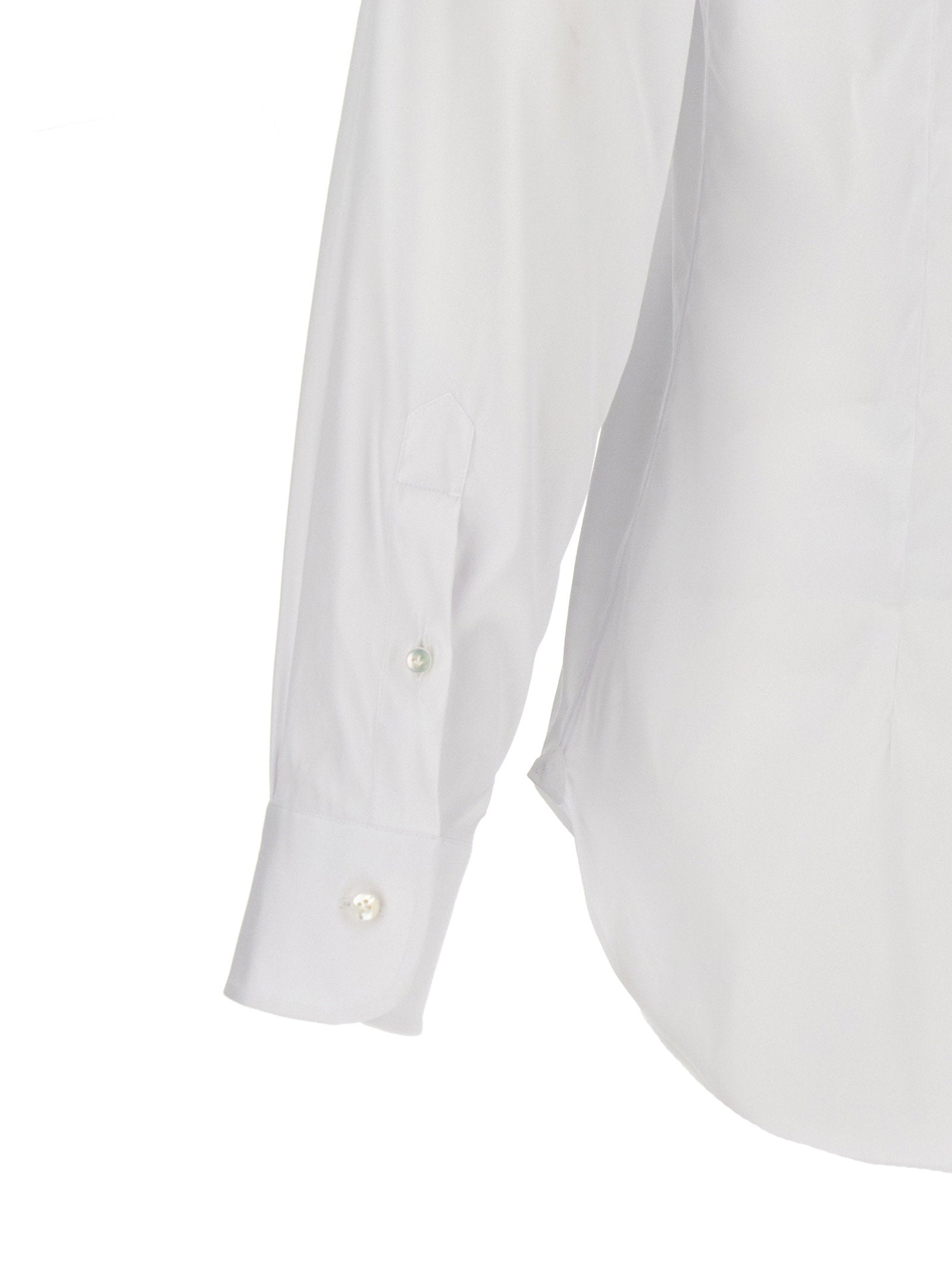 Barba Stretch Cotton Poplin Shirt — White, view 4