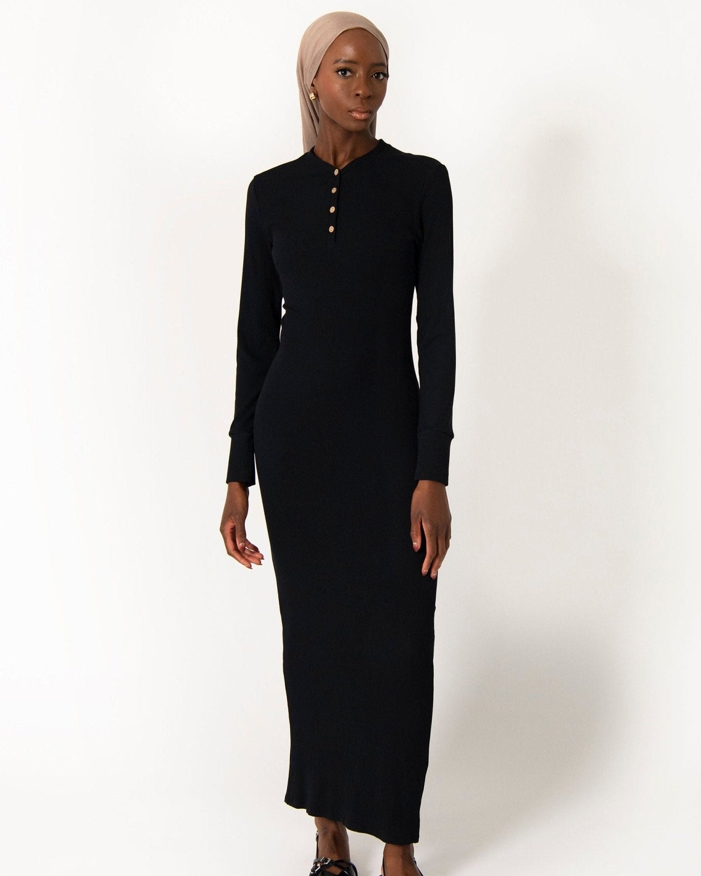The Henley Maxi: Ribbed Long Sleeve Modest Dress by Citizens Of The World